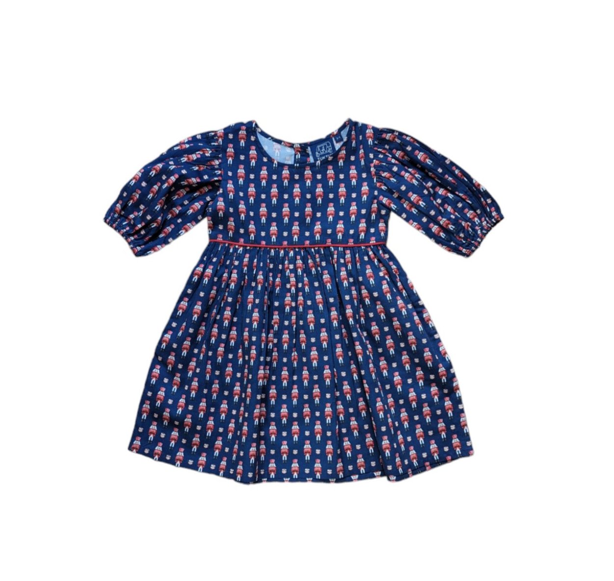 Nutcrackers In Midnight Puff Sleeve Dress