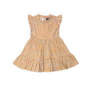 Orange Gingham Ruffle Dress