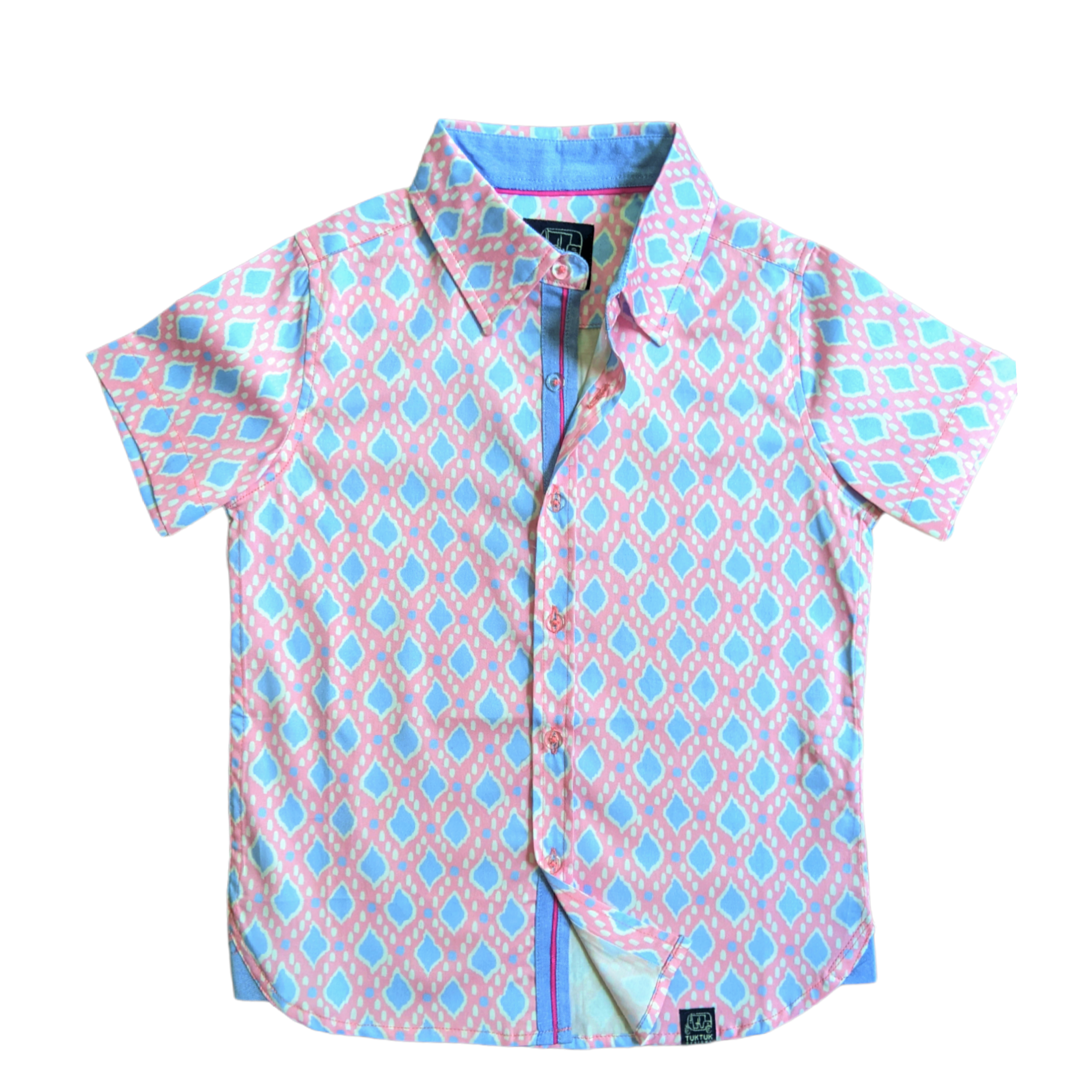 Ikat In Pink Shirt In Short Sleeves