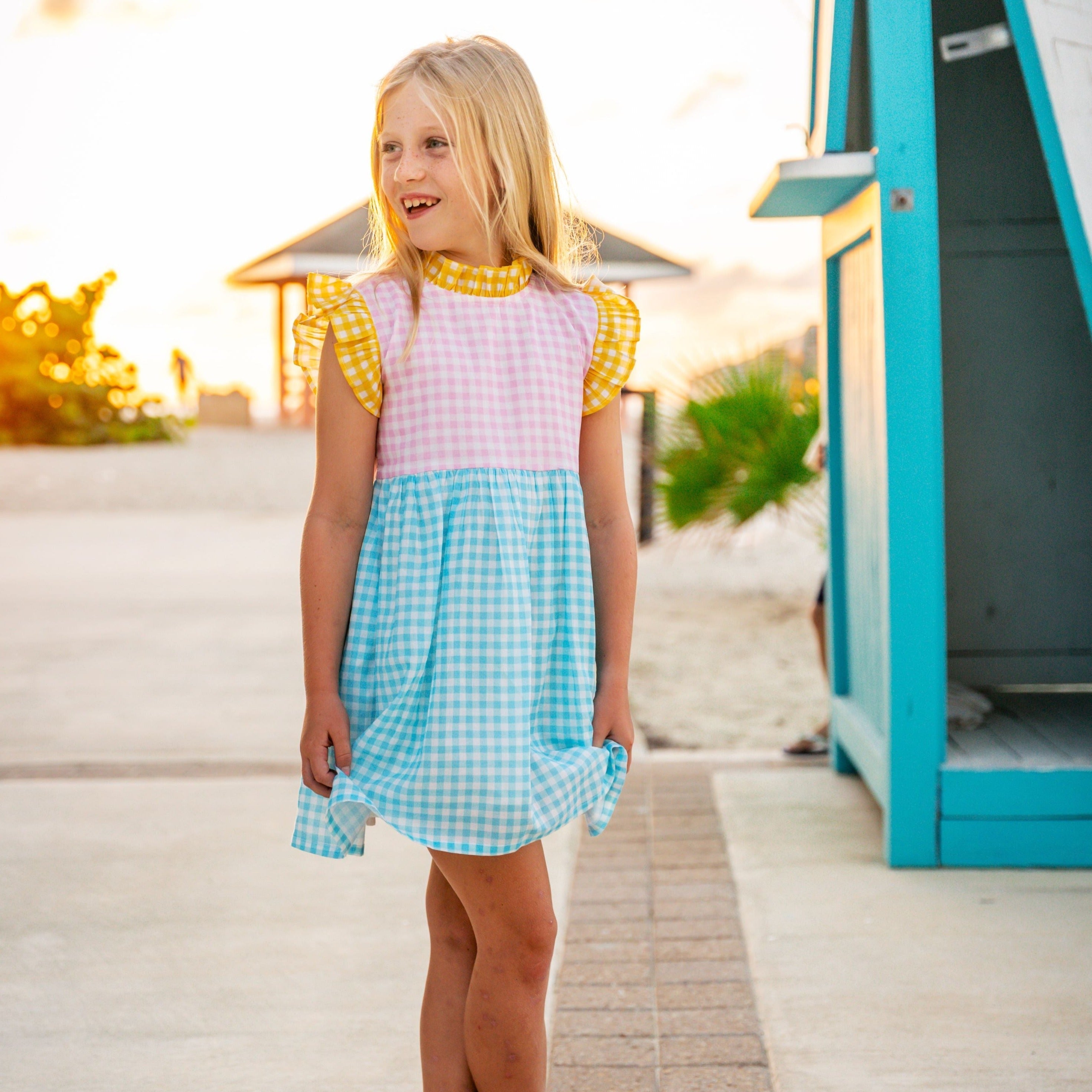 Gingham Multi Ruffle Dress