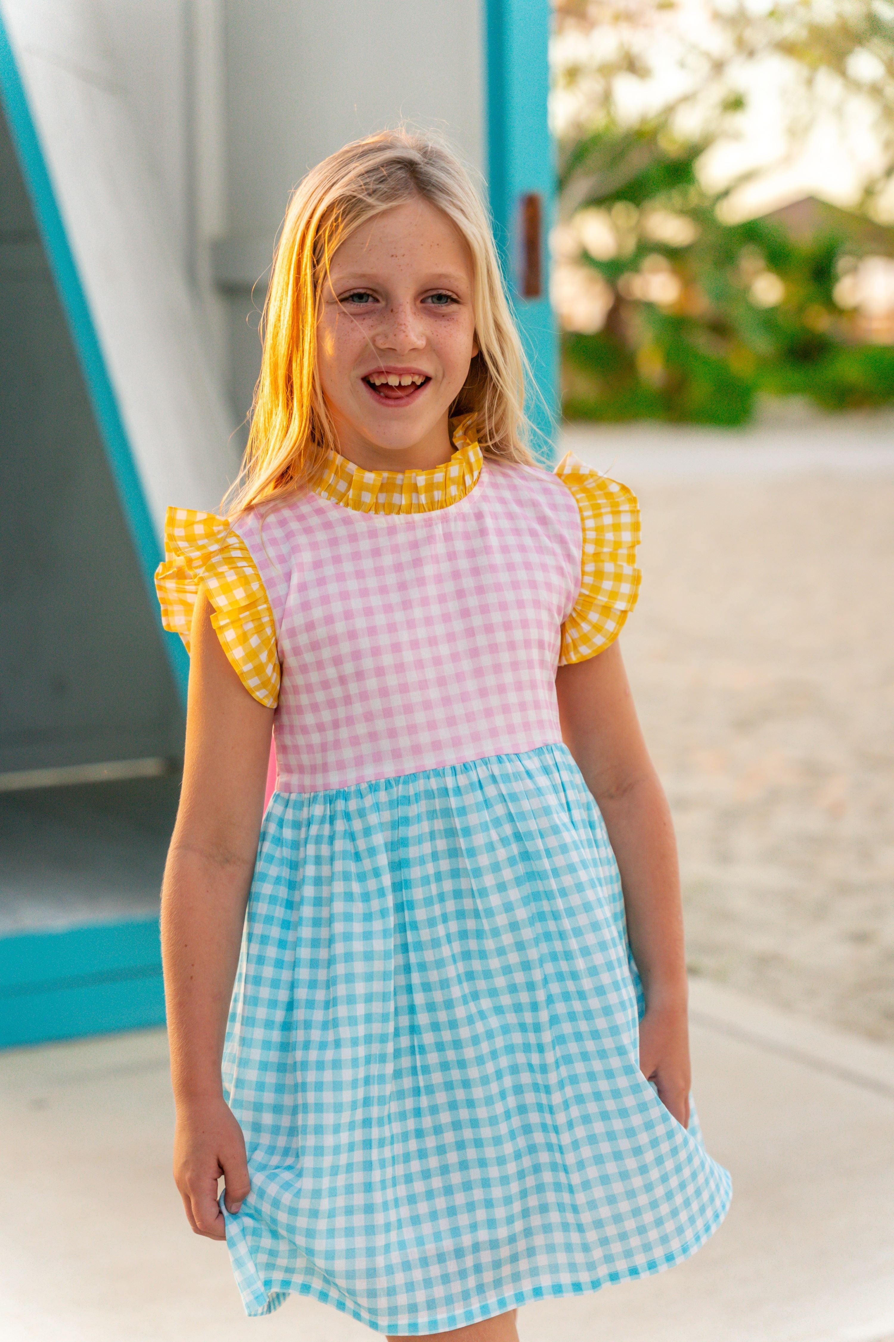 Gingham Multi Ruffle Dress