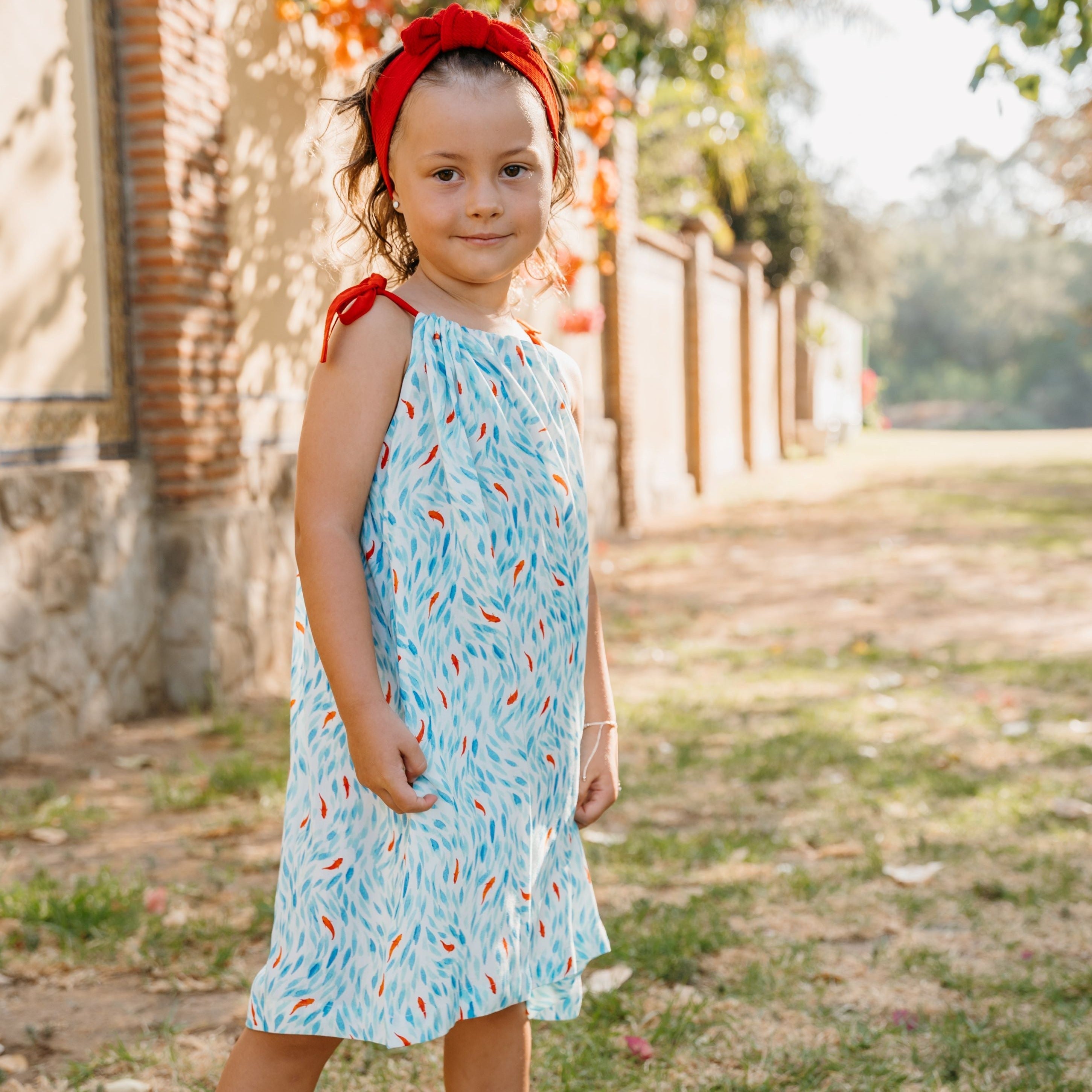 Koi Pond Shoulder Tie Dress