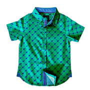 Puppies In Green Shirt In Short Sleeves