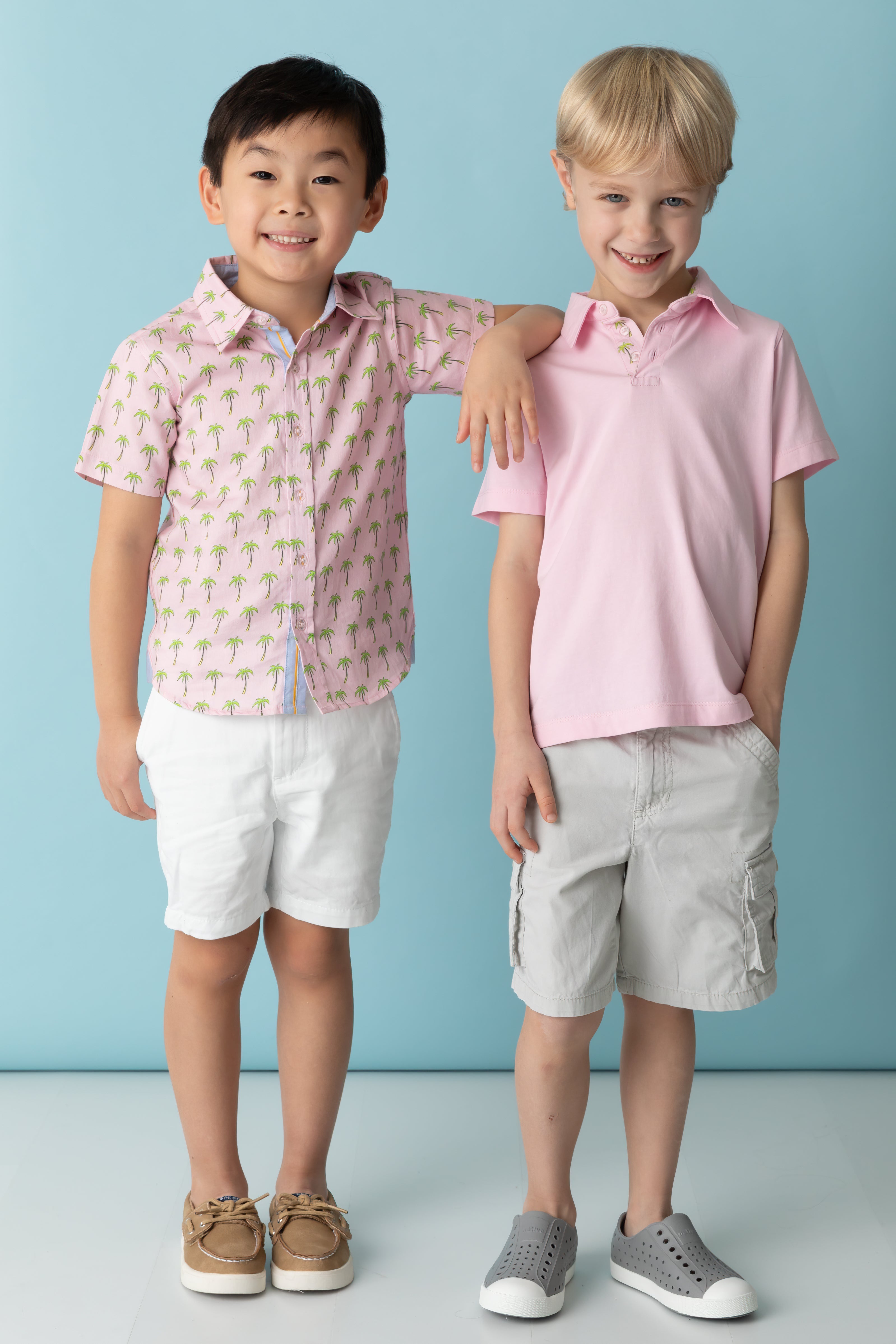 Pink With Palms Trim Polo