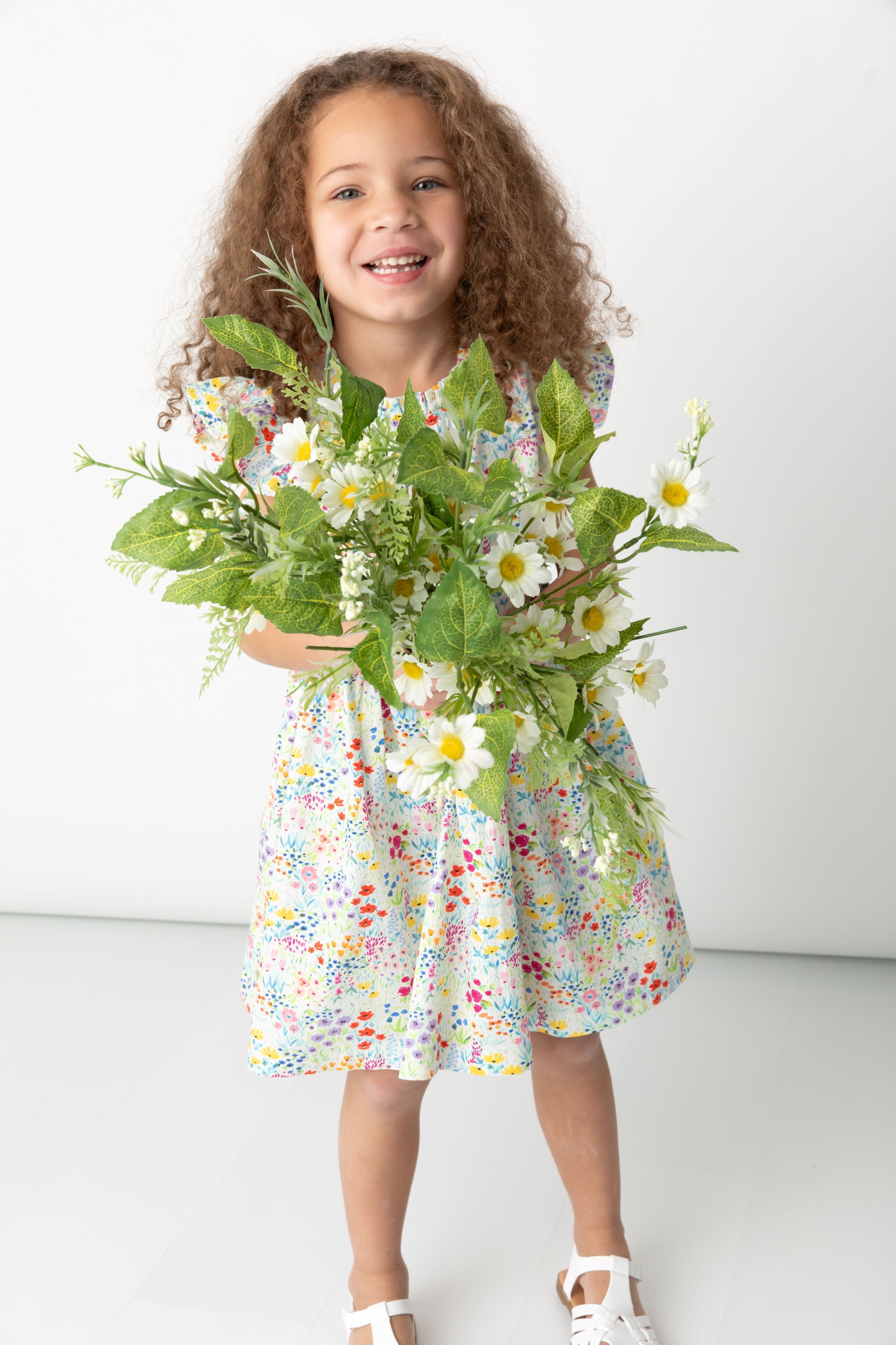 Spring Flowers Ruffle Dress