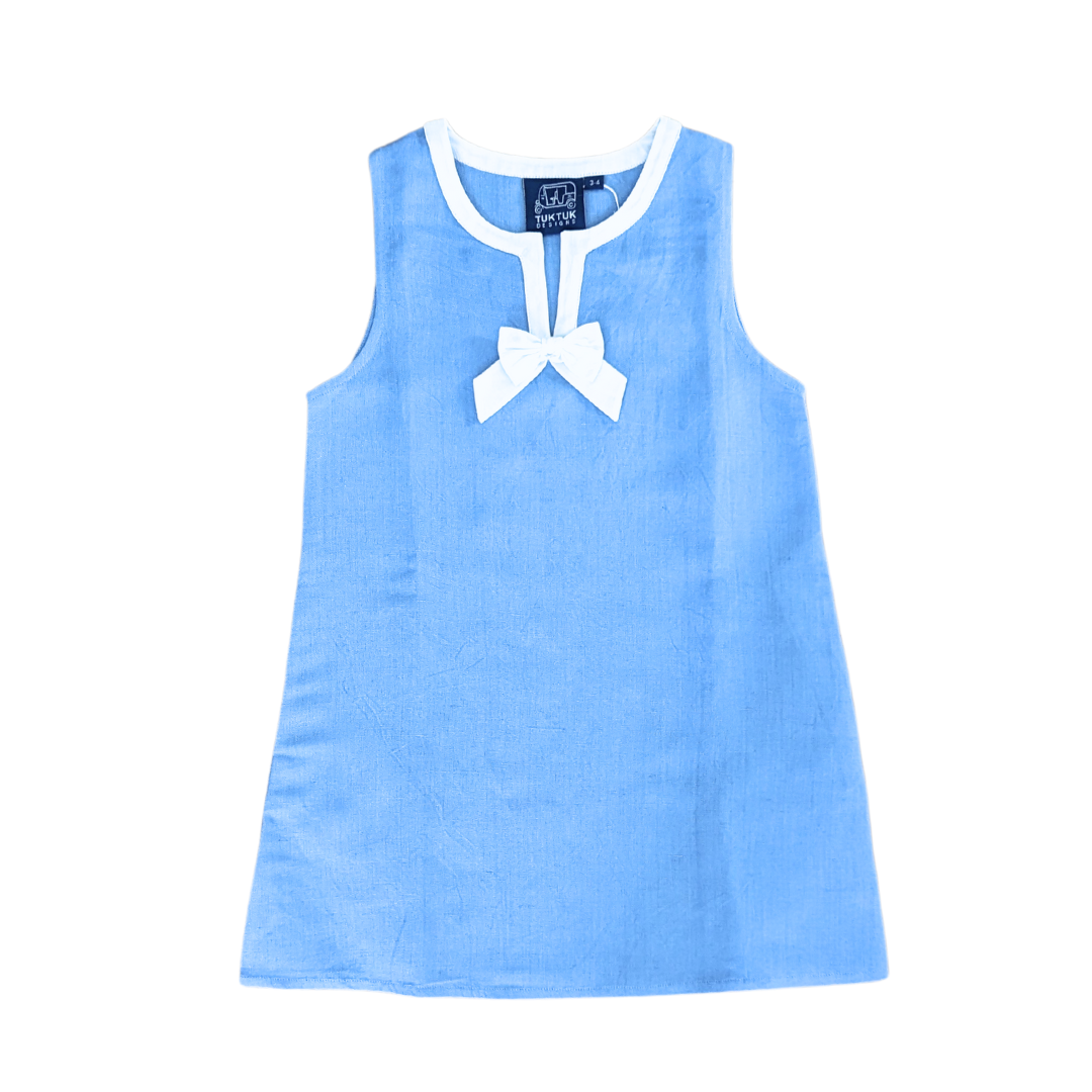 Blue Linen Shift Dress