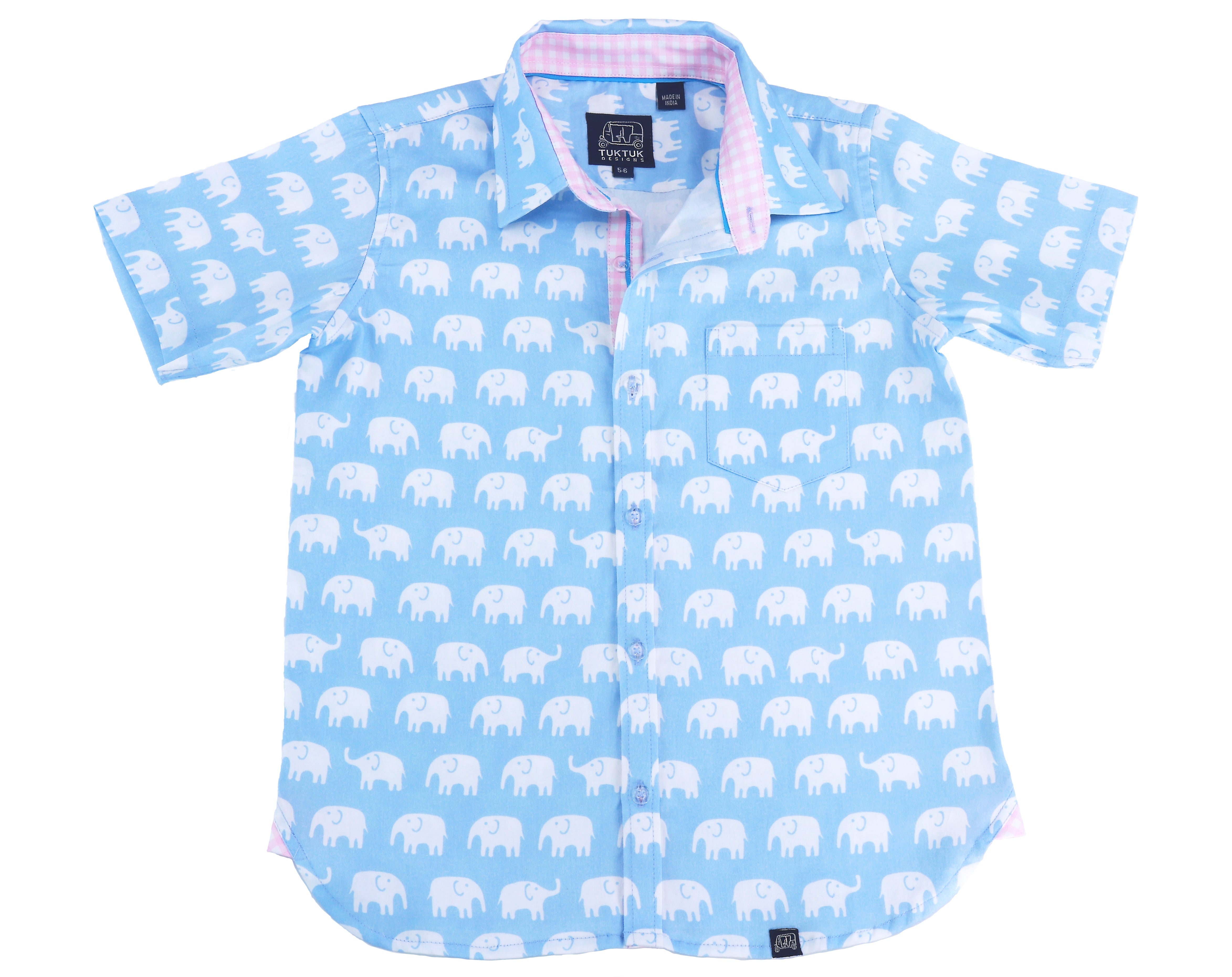 Erawan Elephants In Sky Blue - Short Sleeve