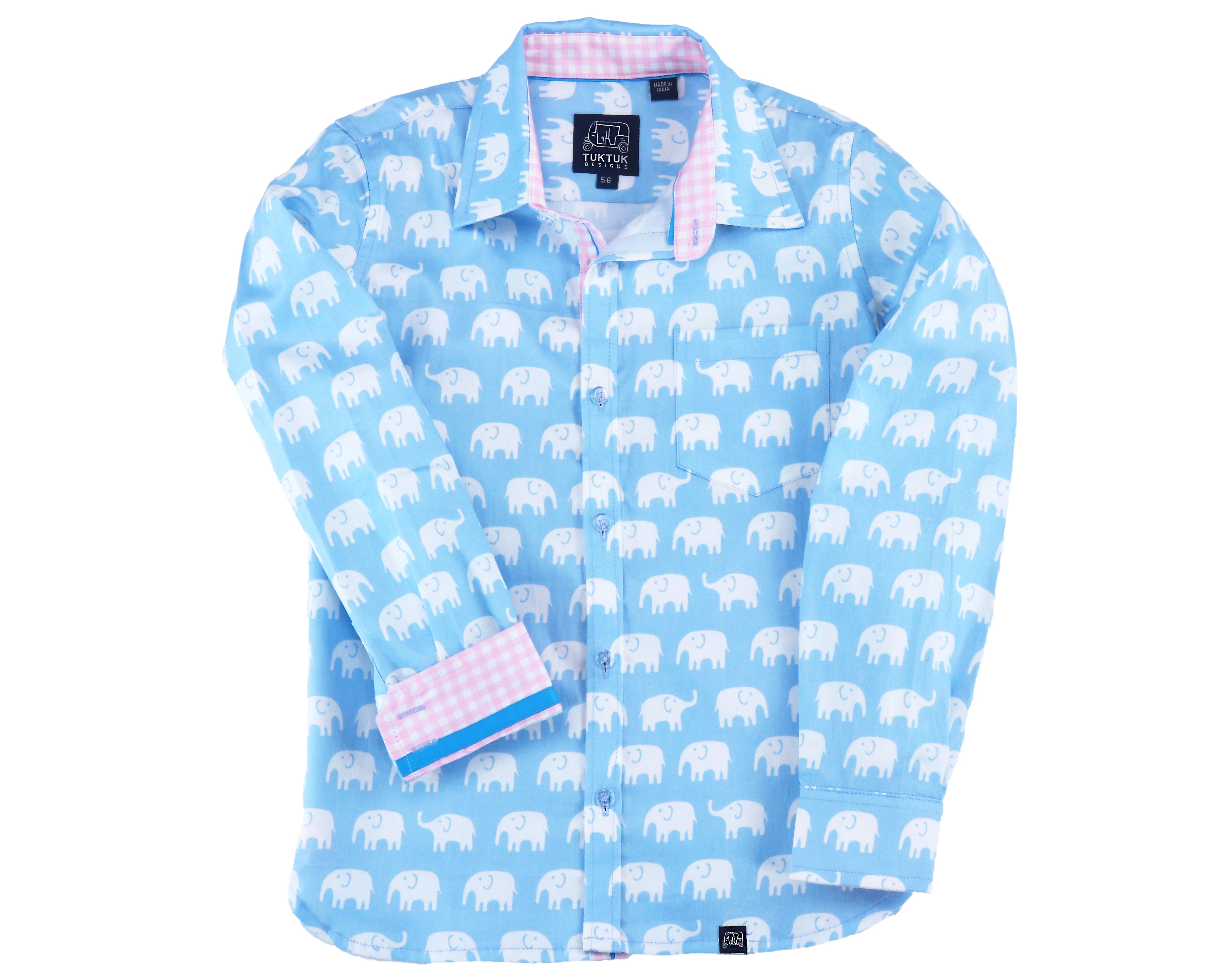 Erawan Elephants In Sky Blue- Long Sleeve