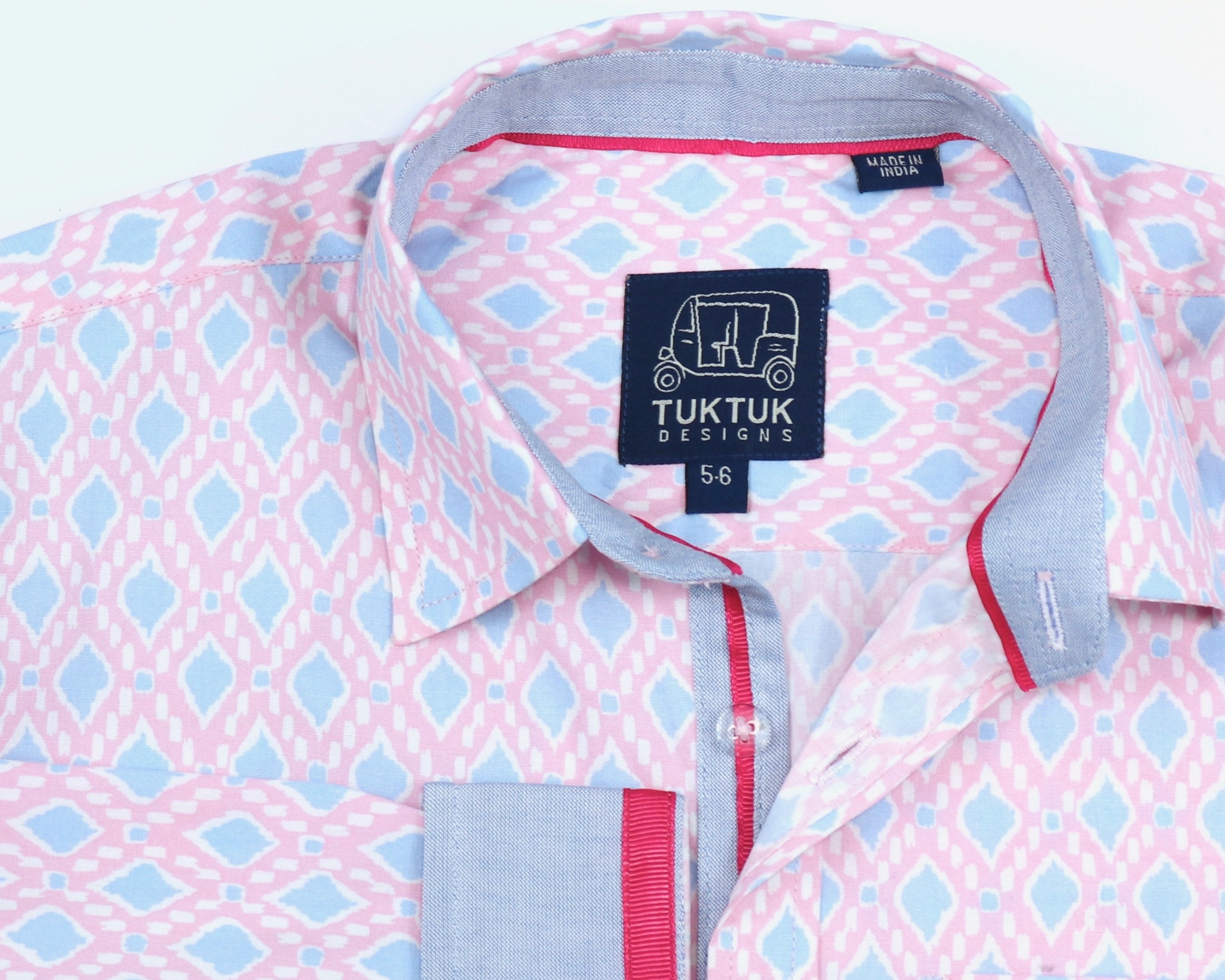 Ikat In Pink Shirt In Long Sleeves