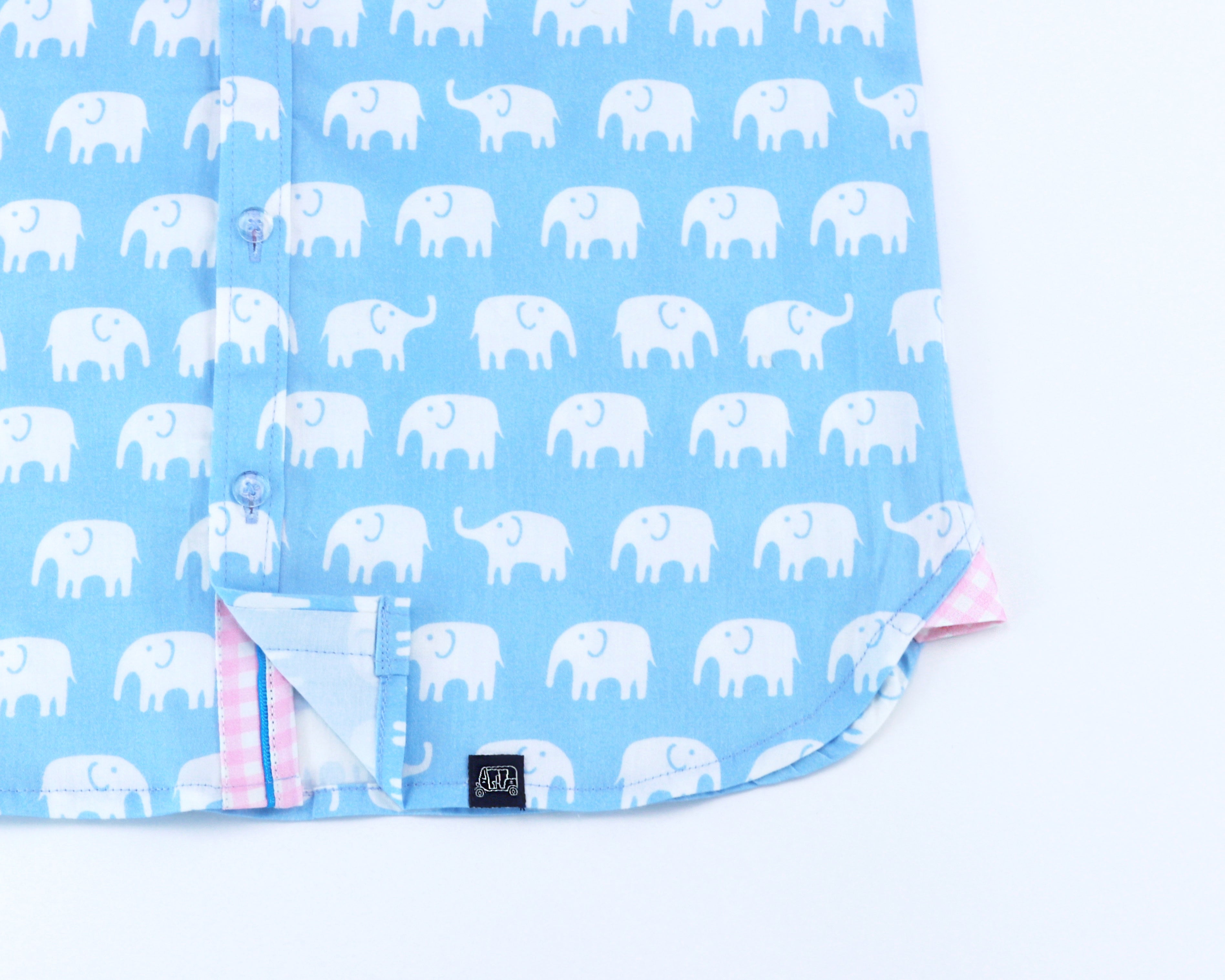 Erawan Elephants In Sky Blue - Short Sleeve