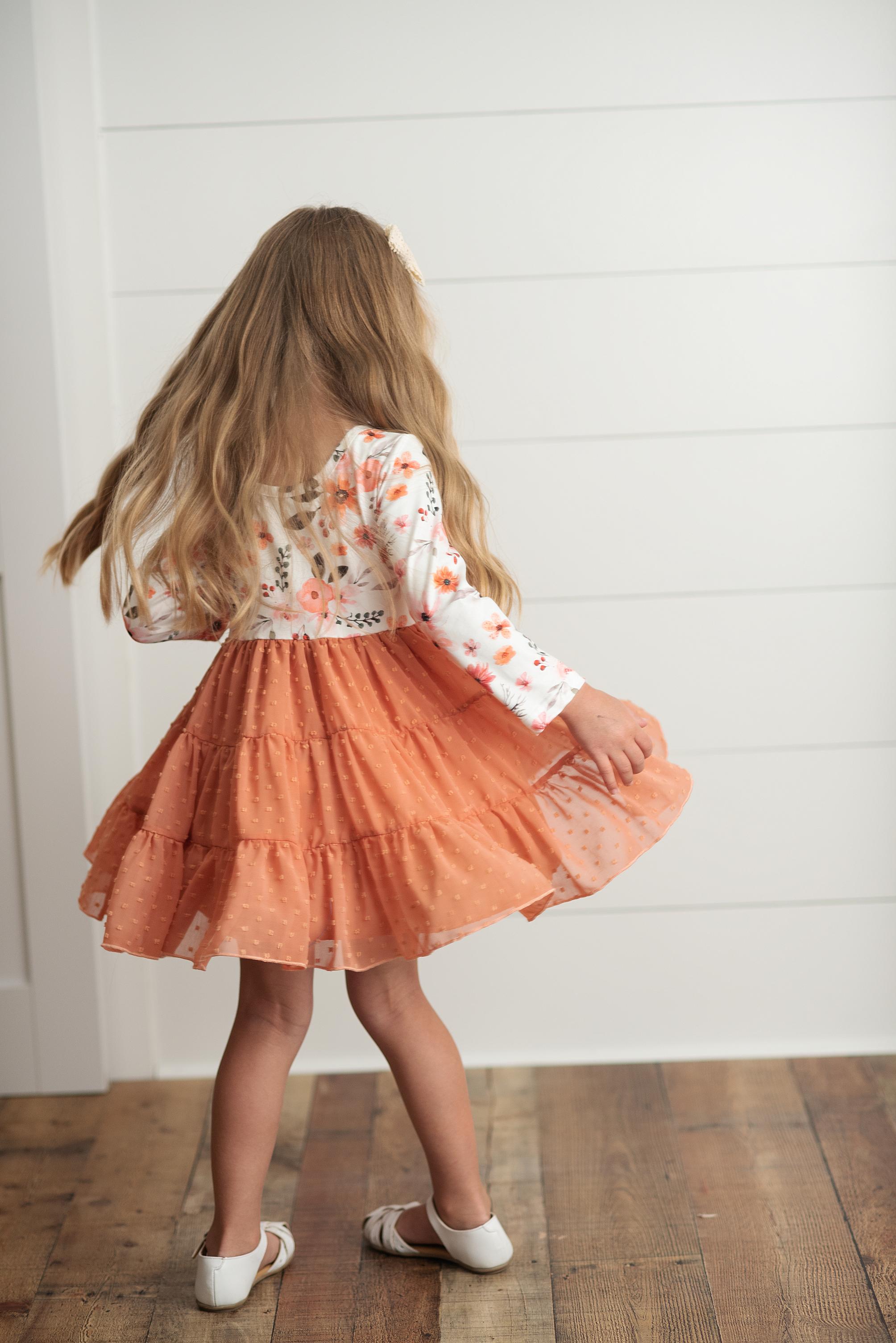 Rust Swiss Dot Tulle Dress