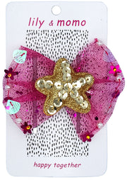 Tulle Starfish Kids Hair Clip- Pretty Pink