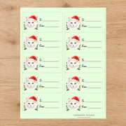 Turkish Angora Santa Paws Gift Tag Sticker Sheet