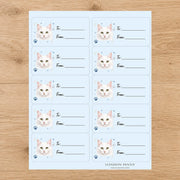 Turkish Angora Pawprint Wishes Gift Tag Sticker Sheet