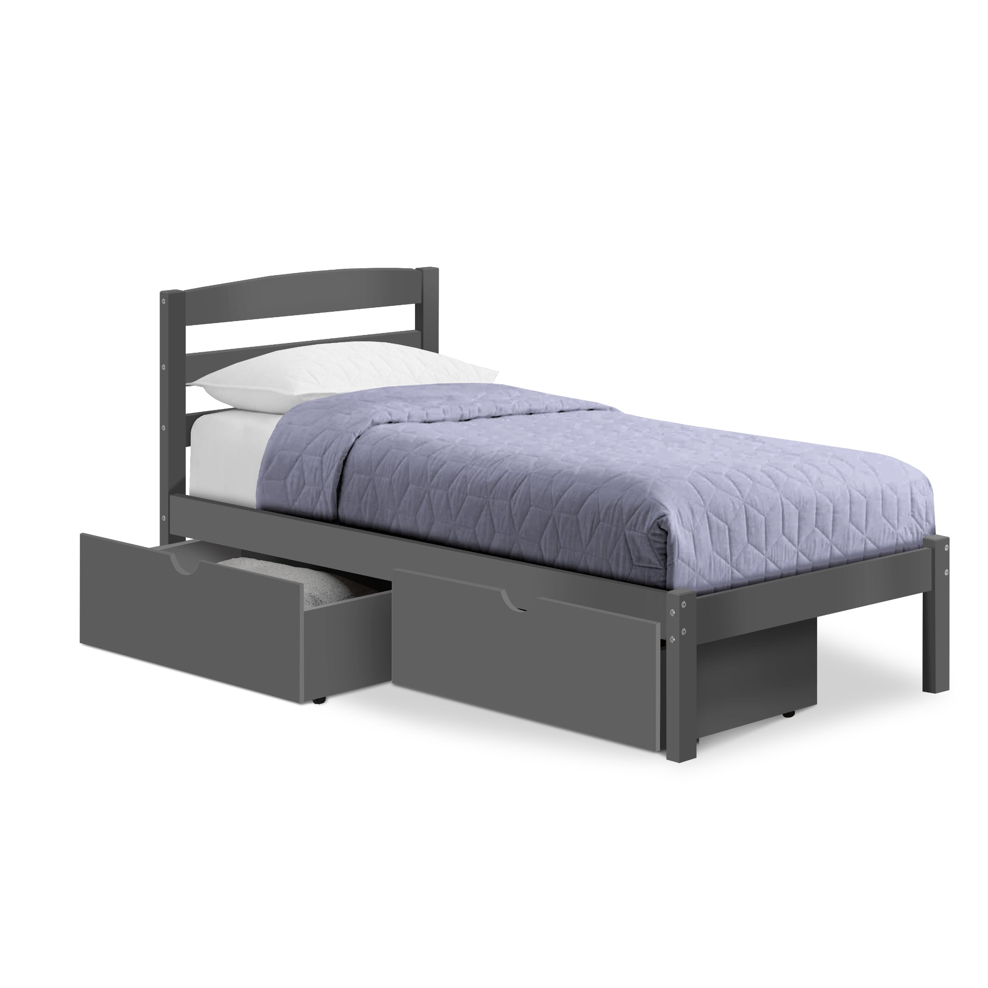 P'kolino Twin Bed with Storage Drawers - Grey