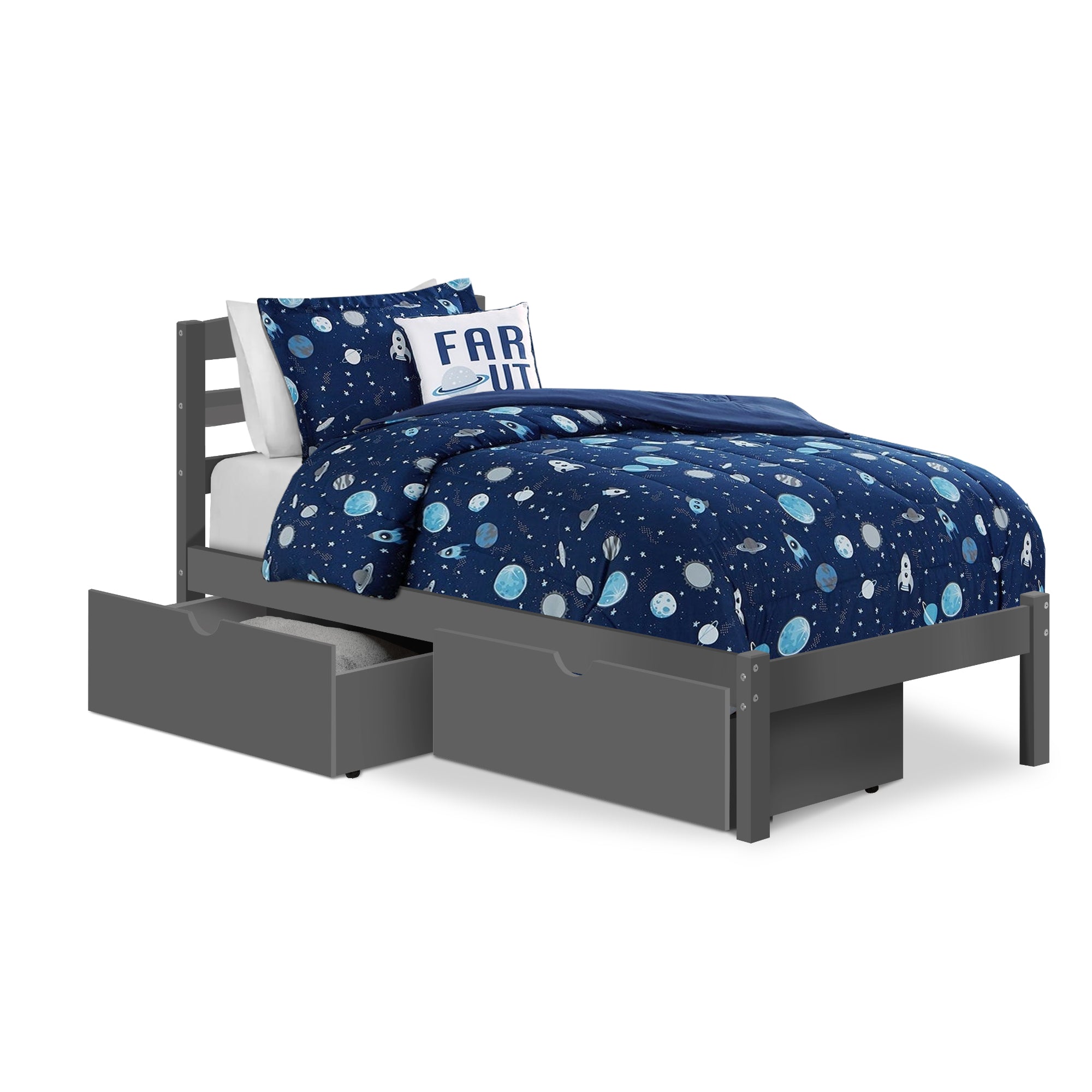 P'kolino Twin Bed with Storage Drawers - Grey