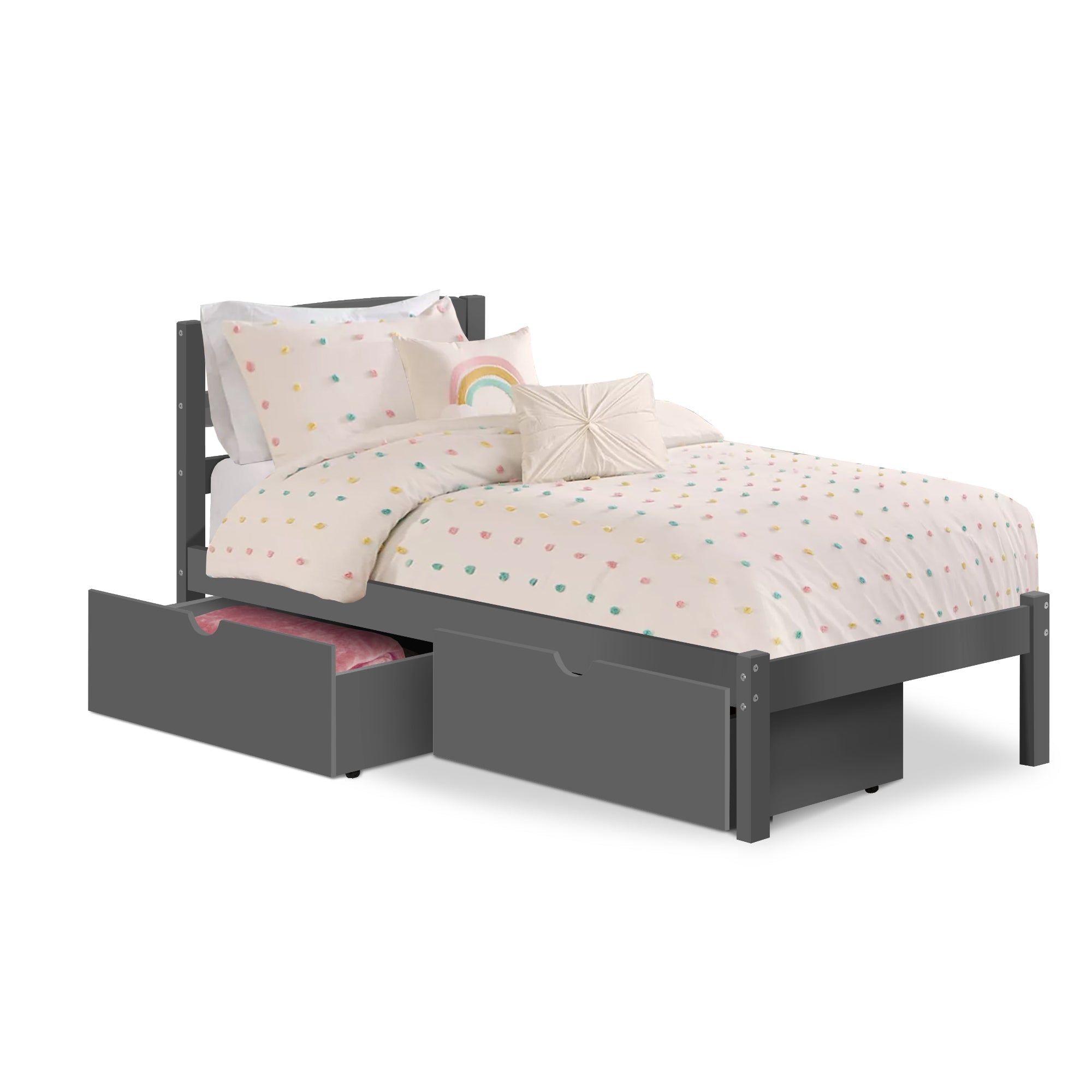 P'kolino Twin Bed with Storage Drawers - Grey