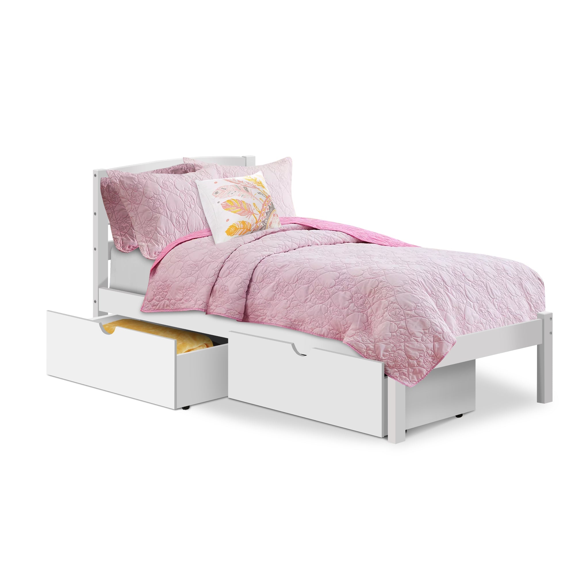 P'kolino Twin Bed with Storage Drawers - White