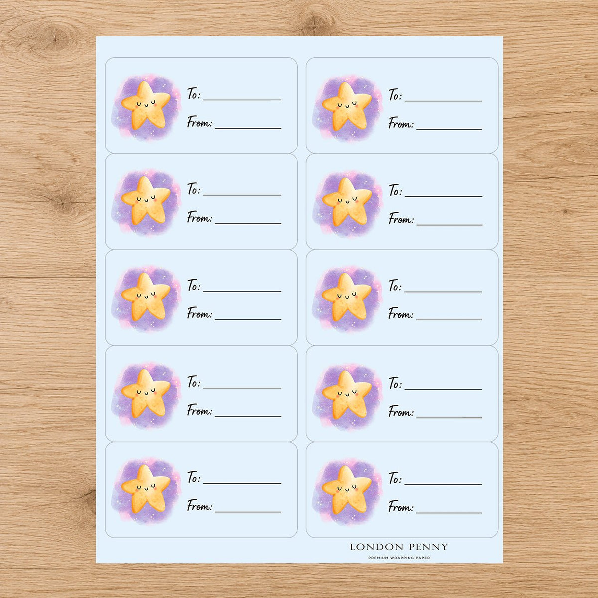 Twinkle Little Star Gift Tag Sticker Sheet
