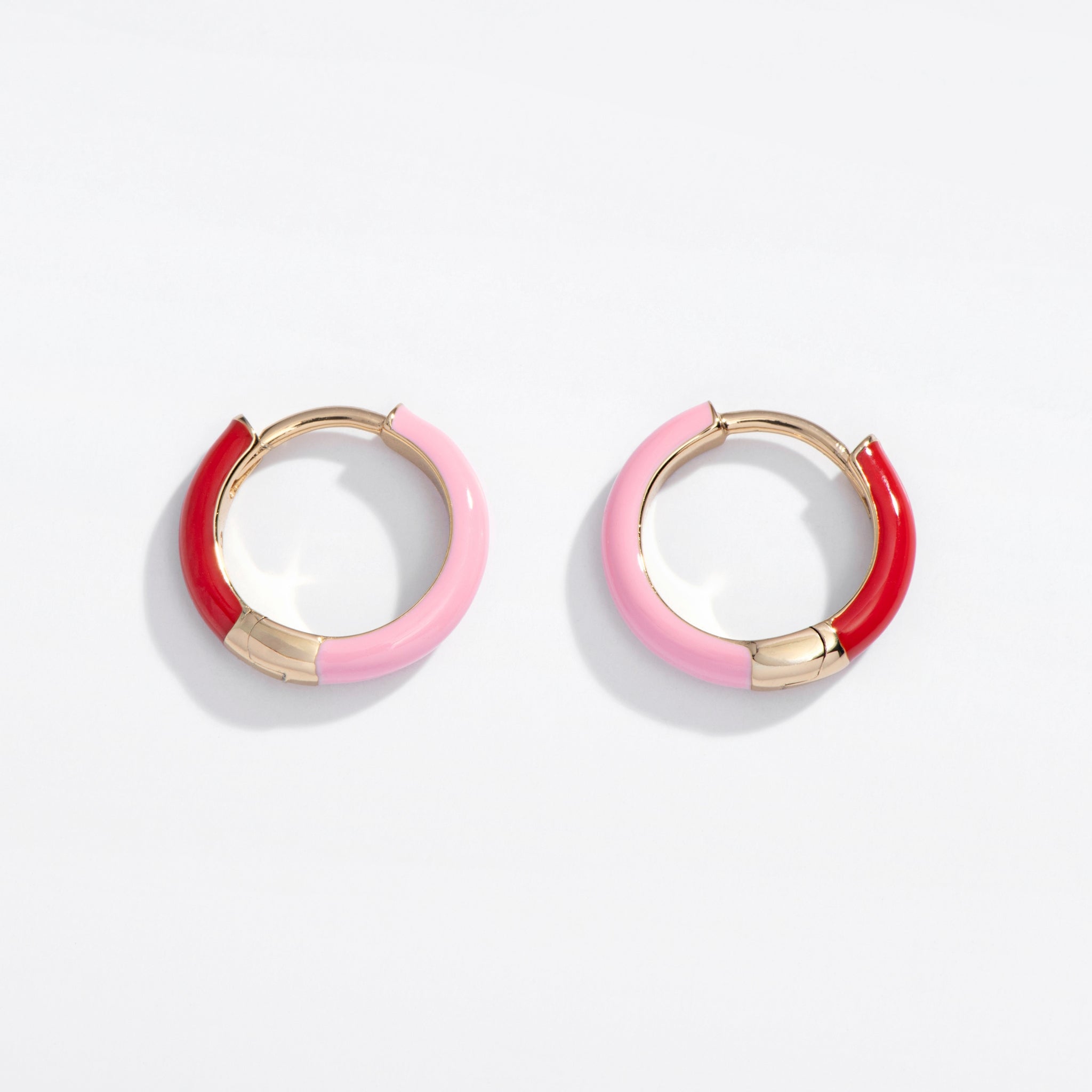 Two Tone Enamel Huggie Hoops