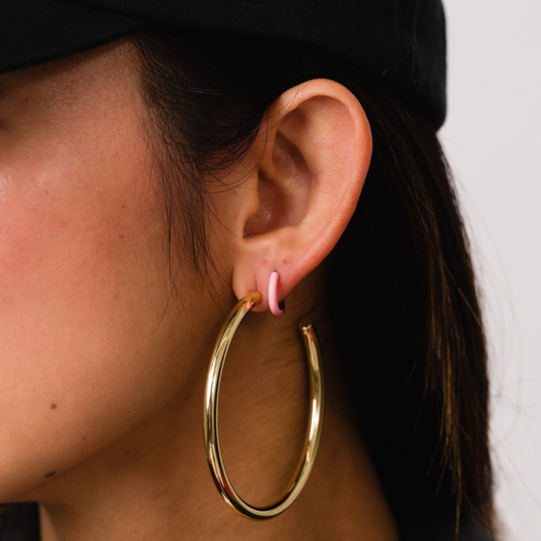 Two Tone Enamel Huggie Hoops