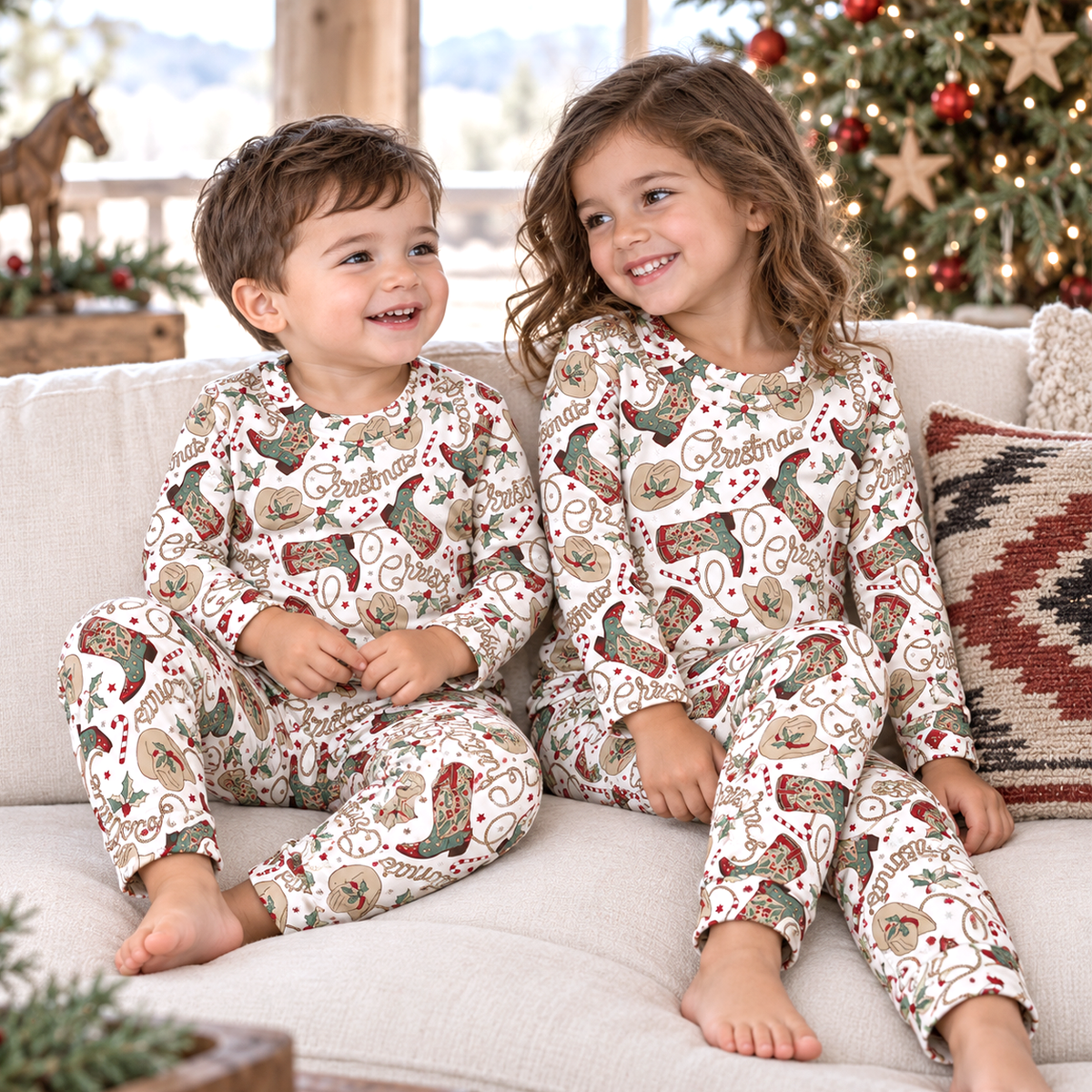 Western Christmas Pajamas For Kids – Bamboo Holiday Pjs