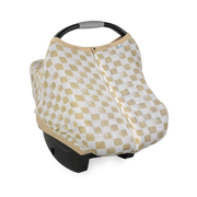 Cotton Muslin Car Seat Canopy - Adobe Checker
