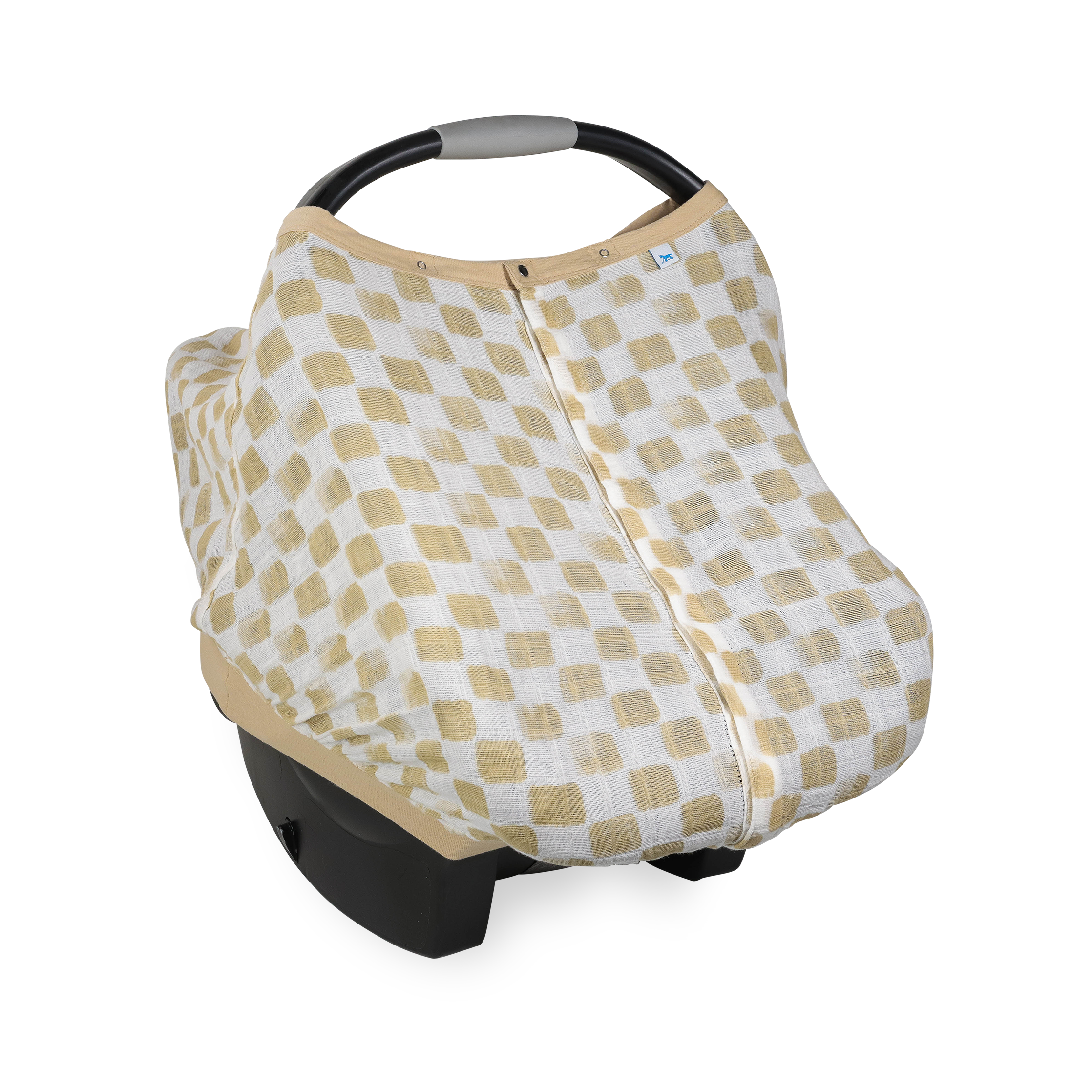 Cotton Muslin Car Seat Canopy - Adobe Checker