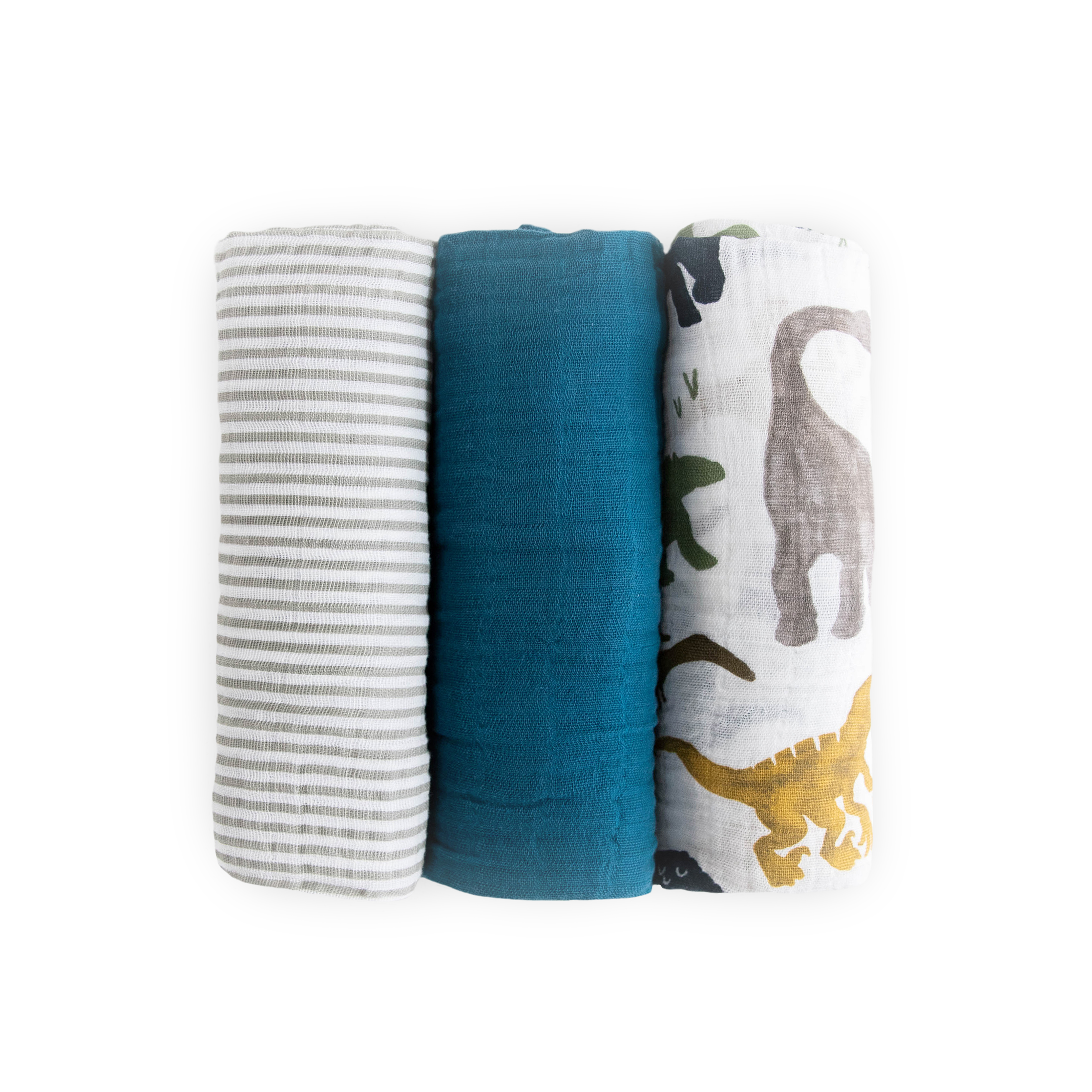 Cotton Muslin Swaddle Blanket 3 Pack - Dino Friends 2