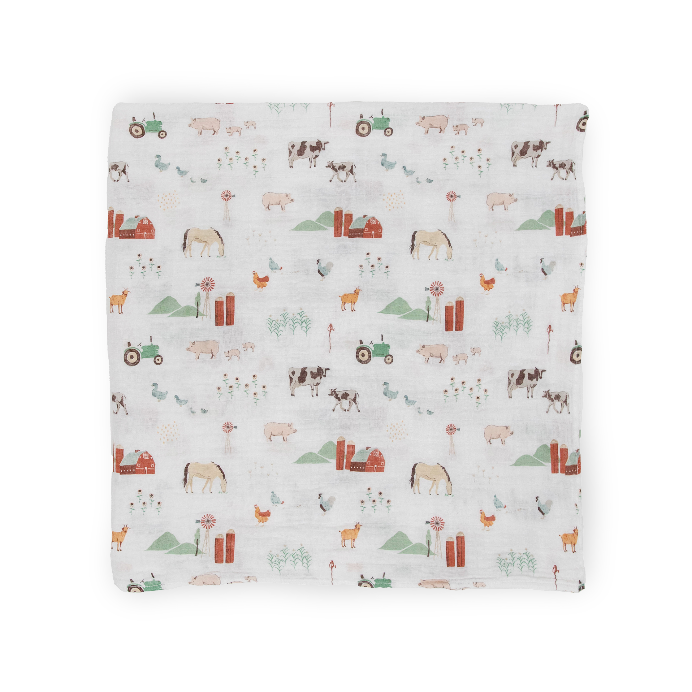 Cotton Muslin Swaddle Blanket 3 Pack - Farmyard