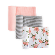Cotton Muslin Swaddle Blanket 3 Pack - Watercolor Roses