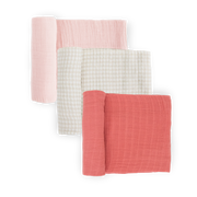 Cotton Muslin Swaddle Blanket 3 Pack - Light Pink