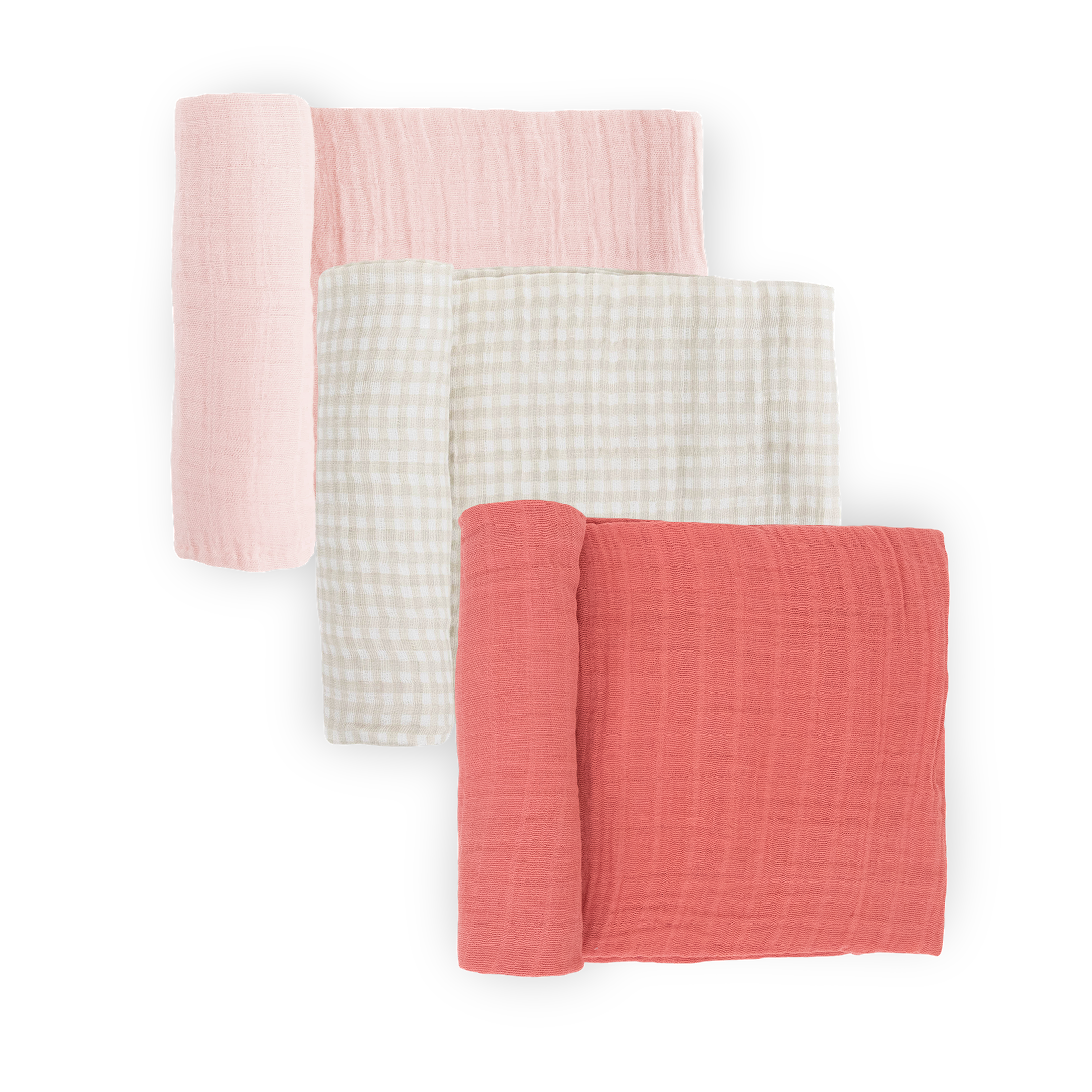 Cotton Muslin Swaddle Blanket 3 Pack - Light Pink