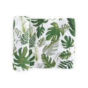 Cotton Muslin Swaddle Blanket - Tropical Leaf