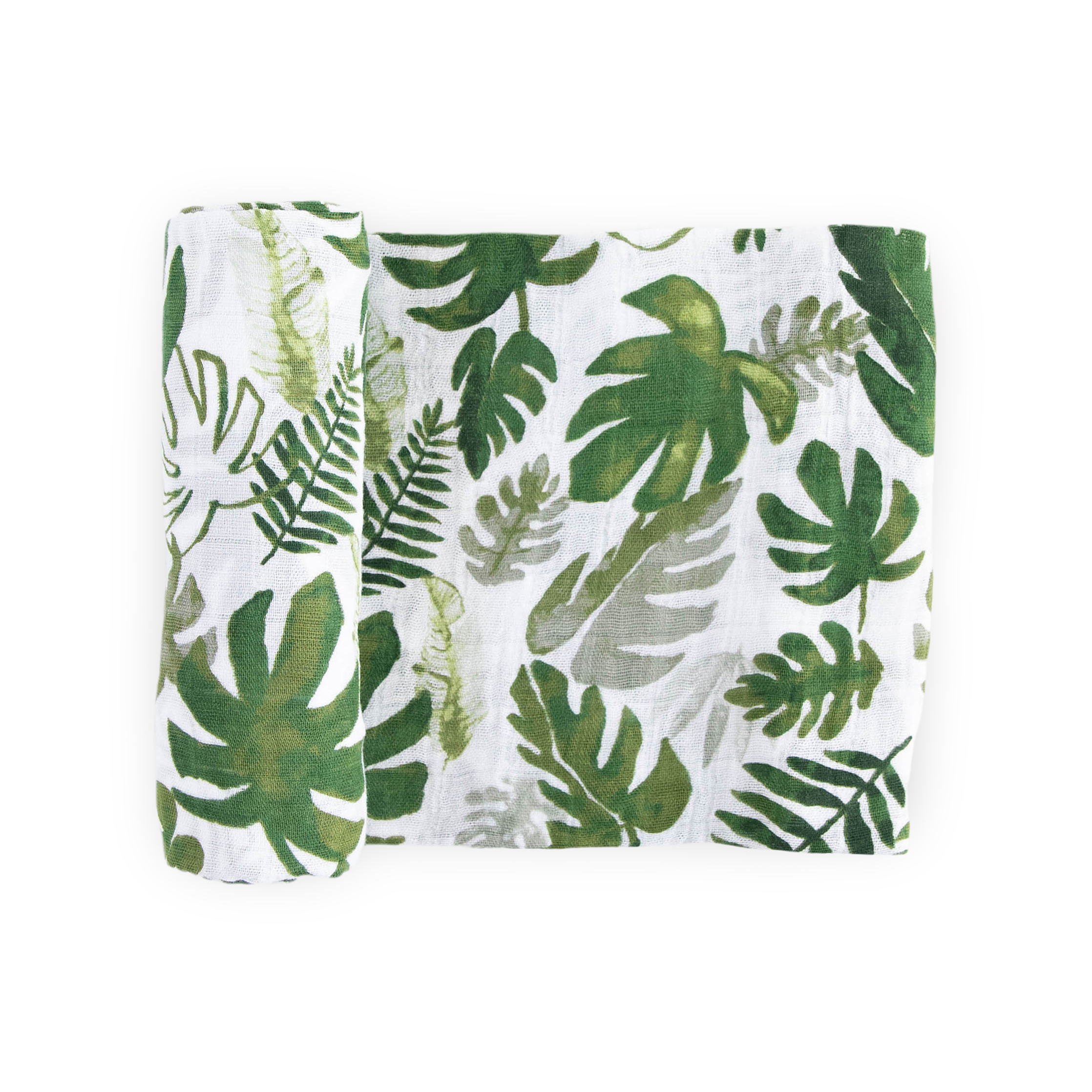 Cotton Muslin Swaddle Blanket - Tropical Leaf