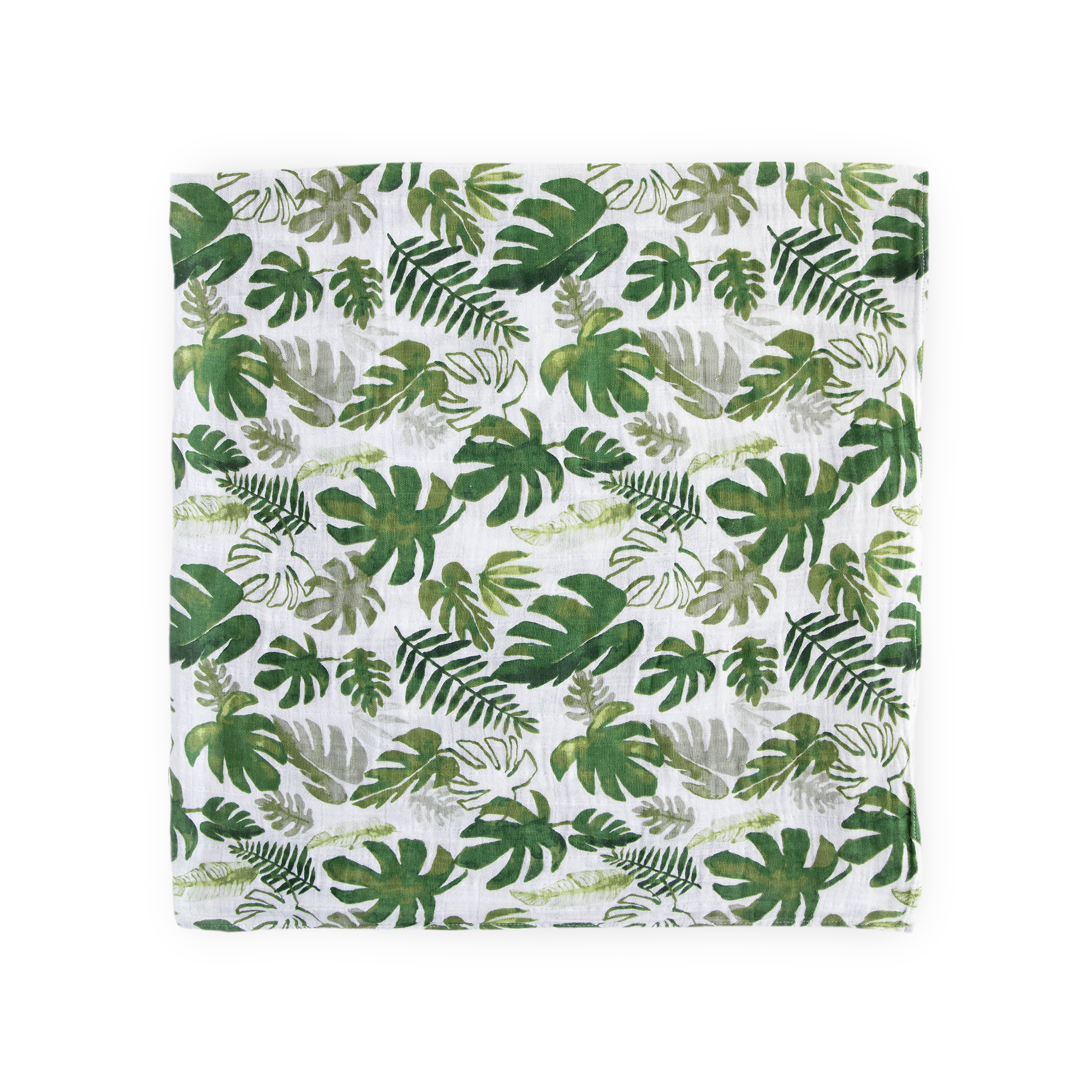 Cotton Muslin Swaddle Blanket - Tropical Leaf