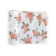 Cotton Muslin Swaddle Blanket - Watercolor Roses