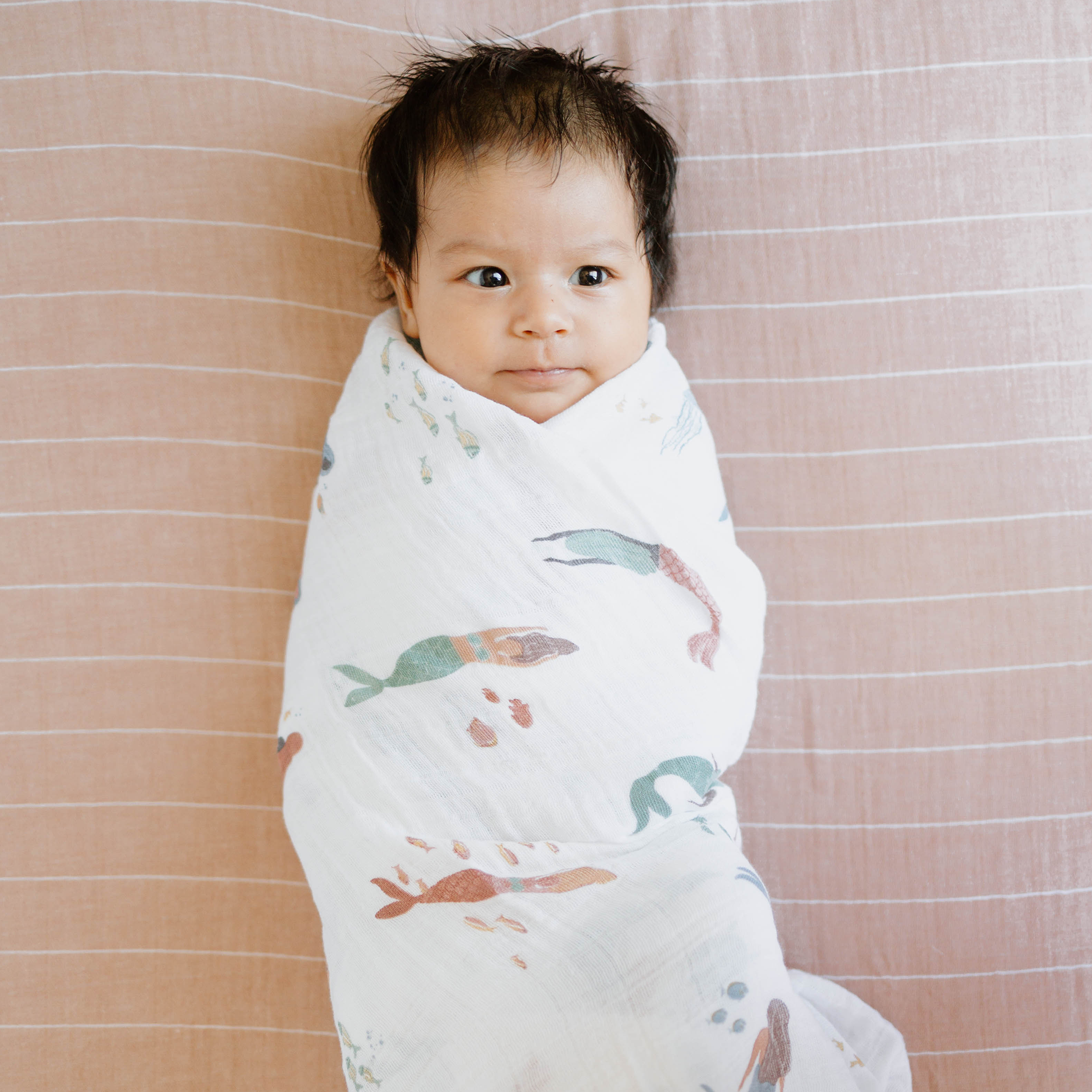 Cotton Muslin Swaddle Blanket - Mermaids