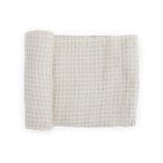 Cotton Muslin Swaddle Blanket - Tan Gingham