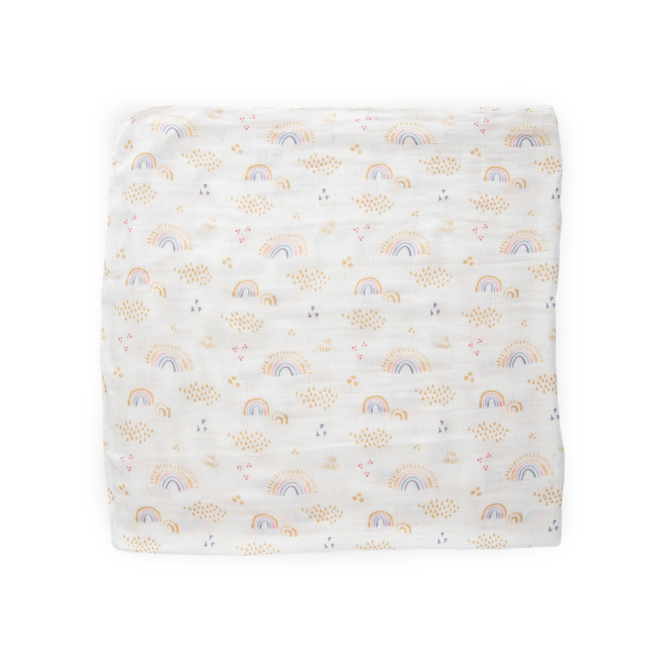 Deluxe Muslin Swaddle Blanket - Rainbows & Raindrops