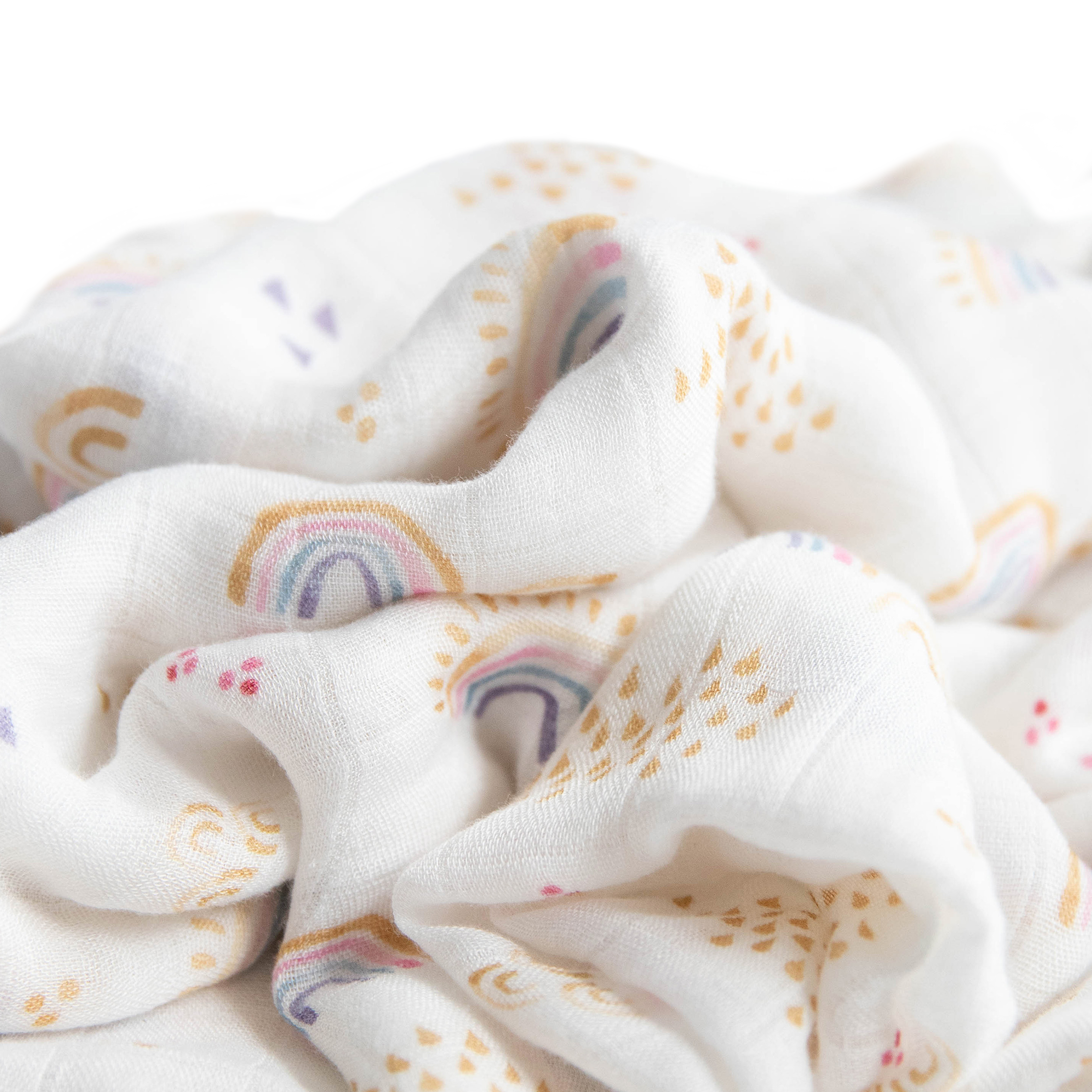 Deluxe Muslin Swaddle Blanket - Rainbows & Raindrops