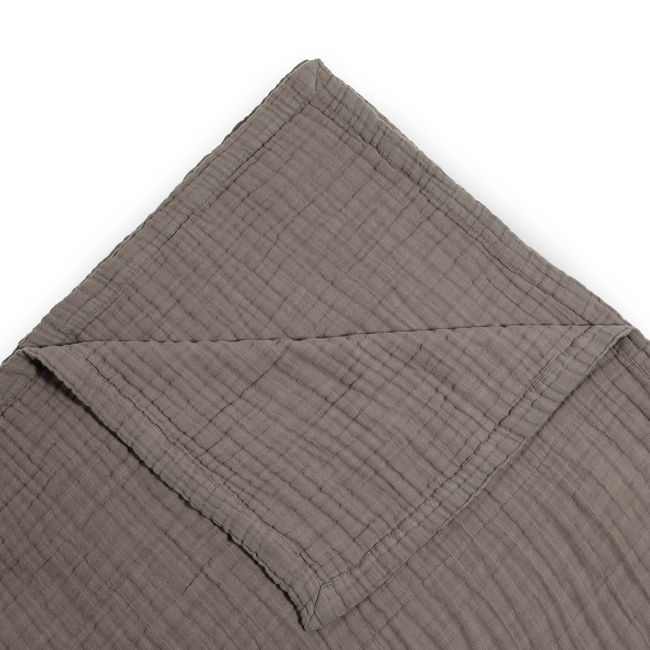Cotton Muslin Quilted Throw - Mocha