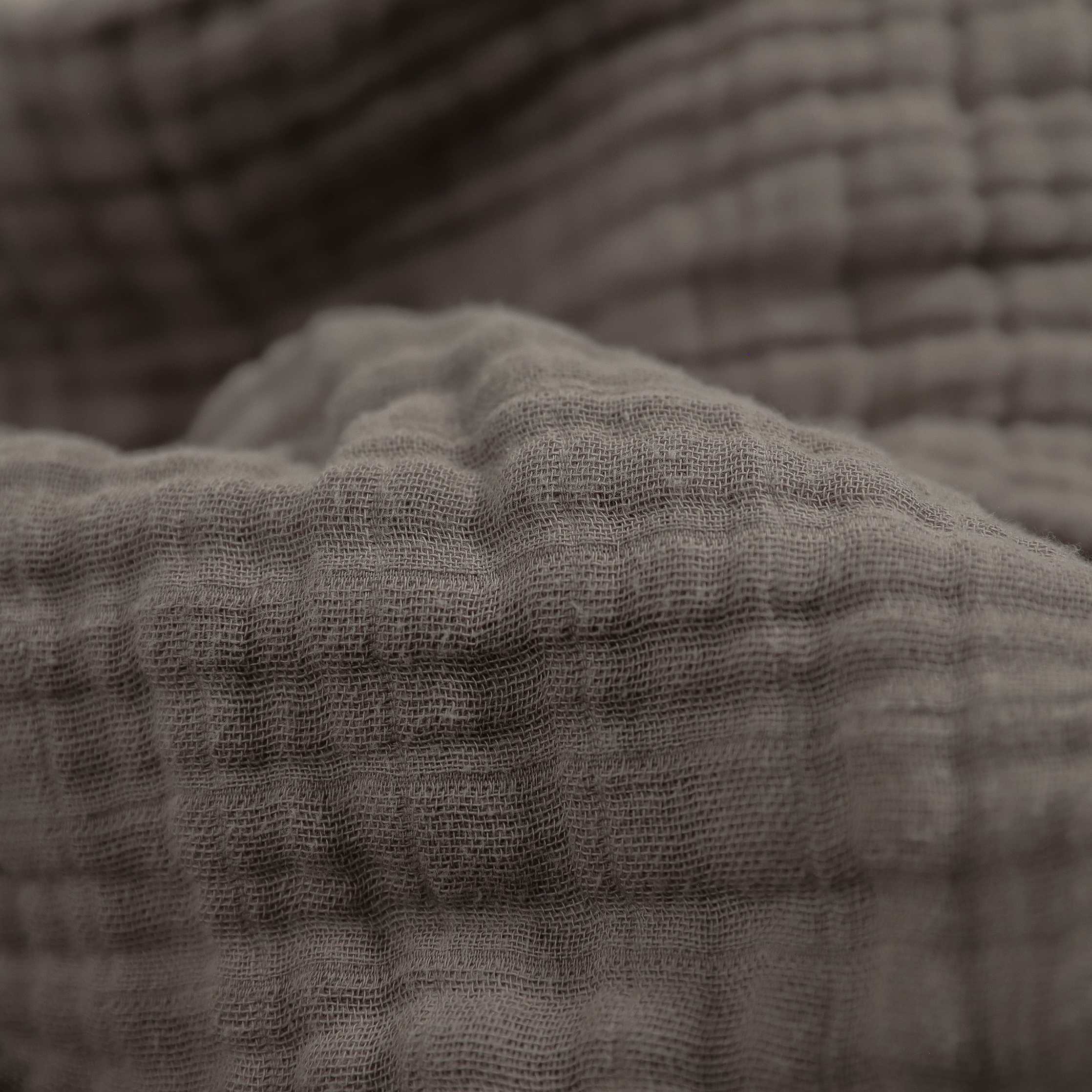 Cotton Muslin Quilted Throw - Mocha