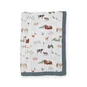 Cotton Muslin Baby Quilt - Farmyard