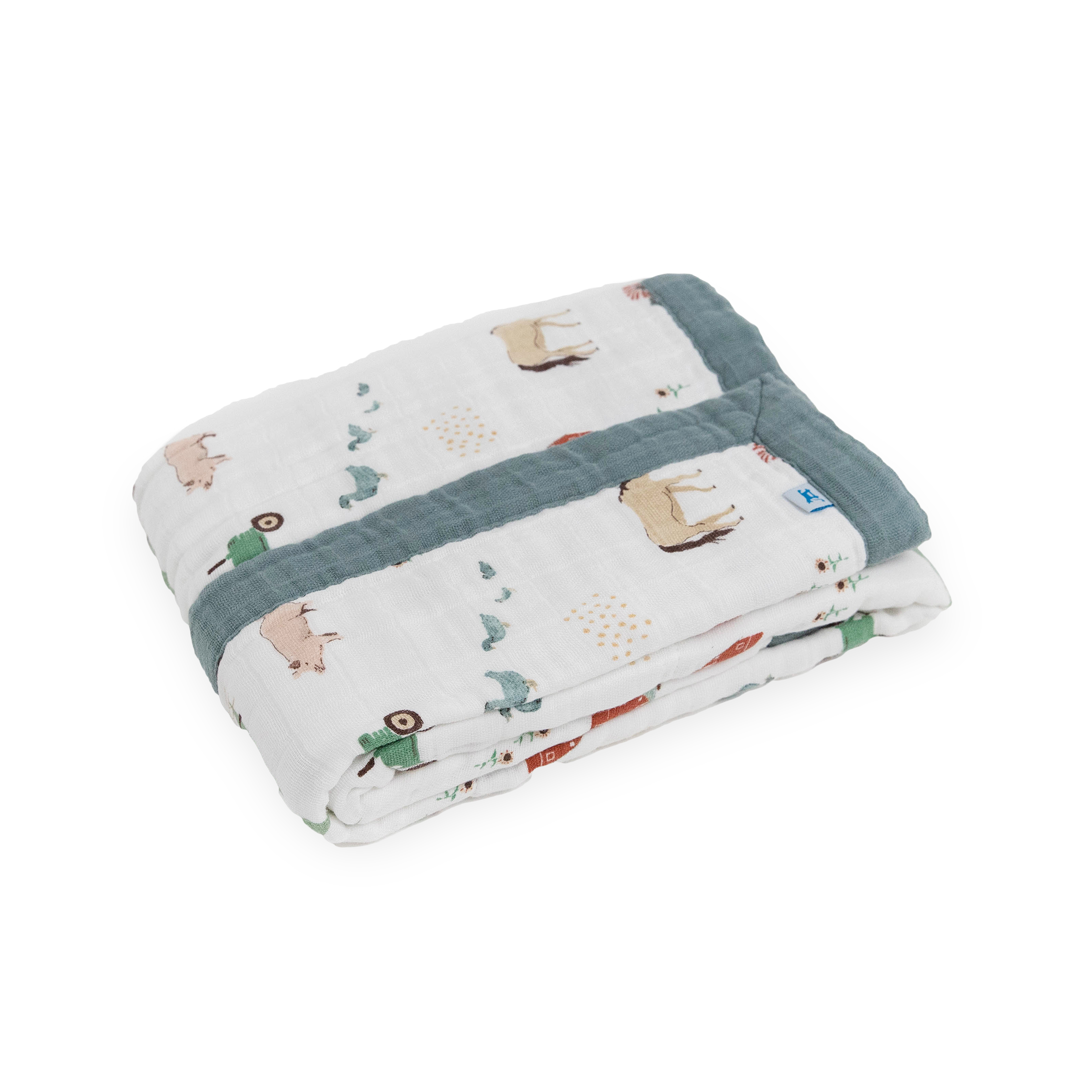 Cotton Muslin Baby Quilt - Farmyard
