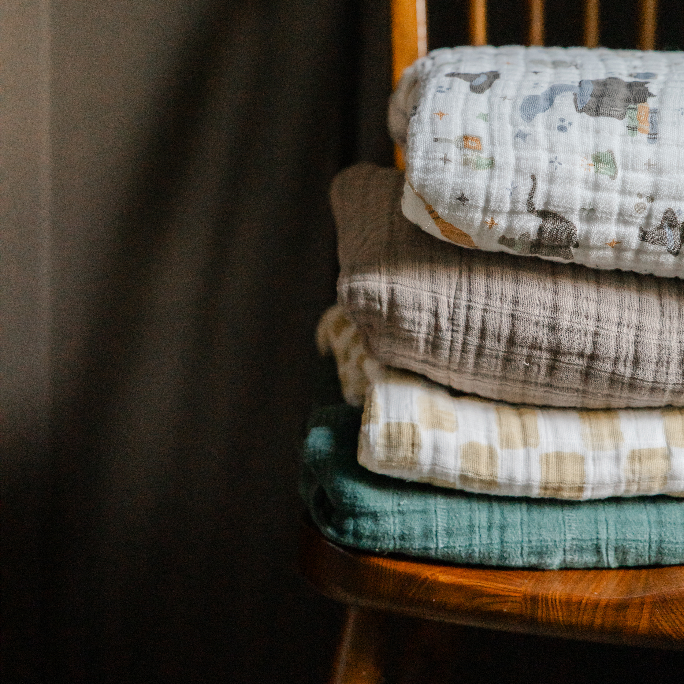 Cotton Muslin Baby Quilt - Evergreen Plaid