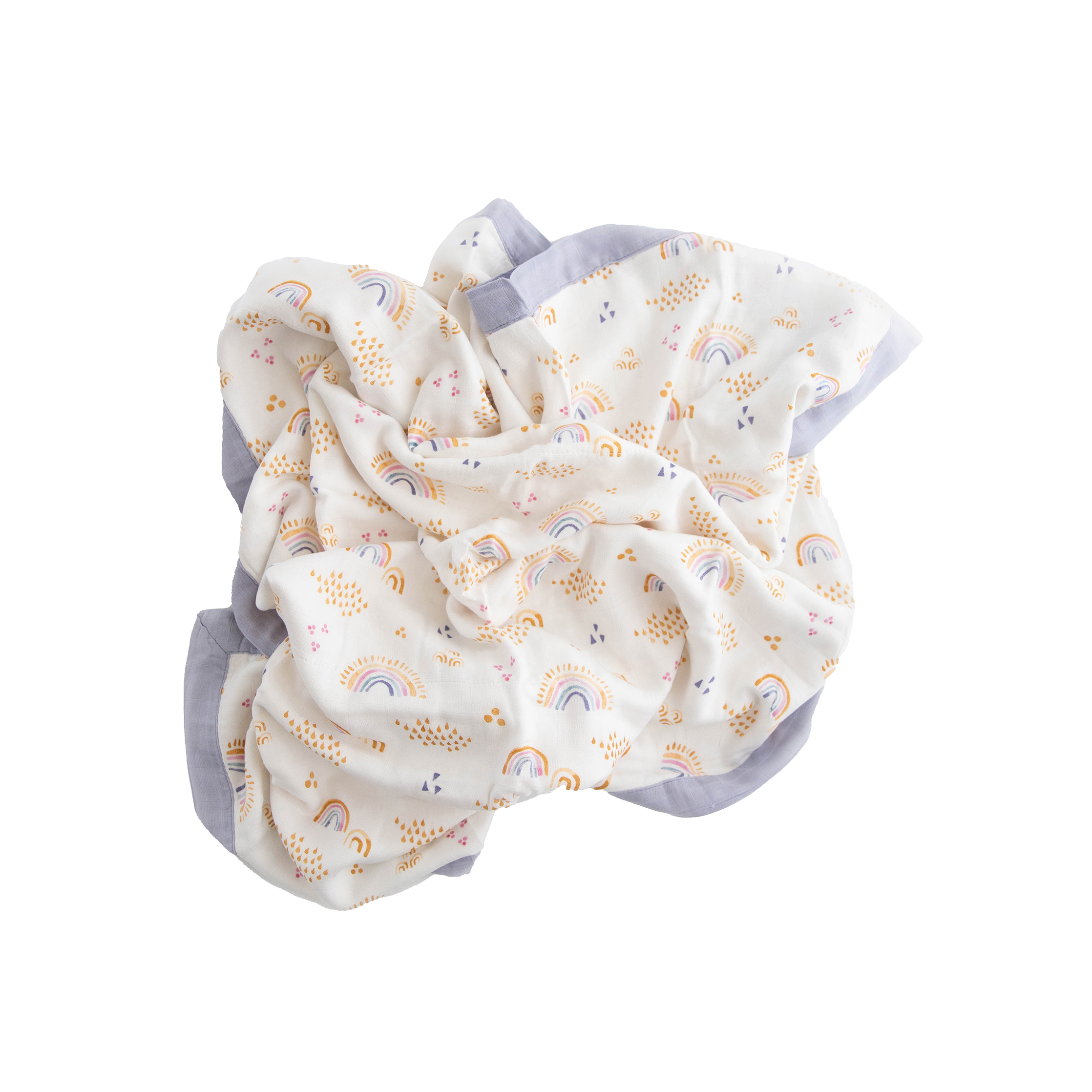 Deluxe Muslin Baby Quilt - Rainbows & Raindrops