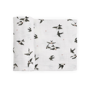 Organic Cotton Muslin Swaddle Blanket - Swallows