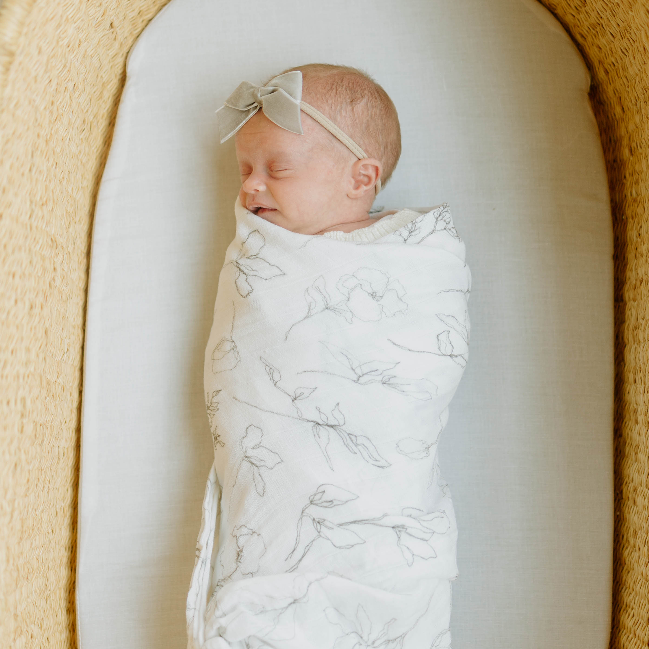 Organic Cotton Muslin Swaddle Blanket - Pencil Floral