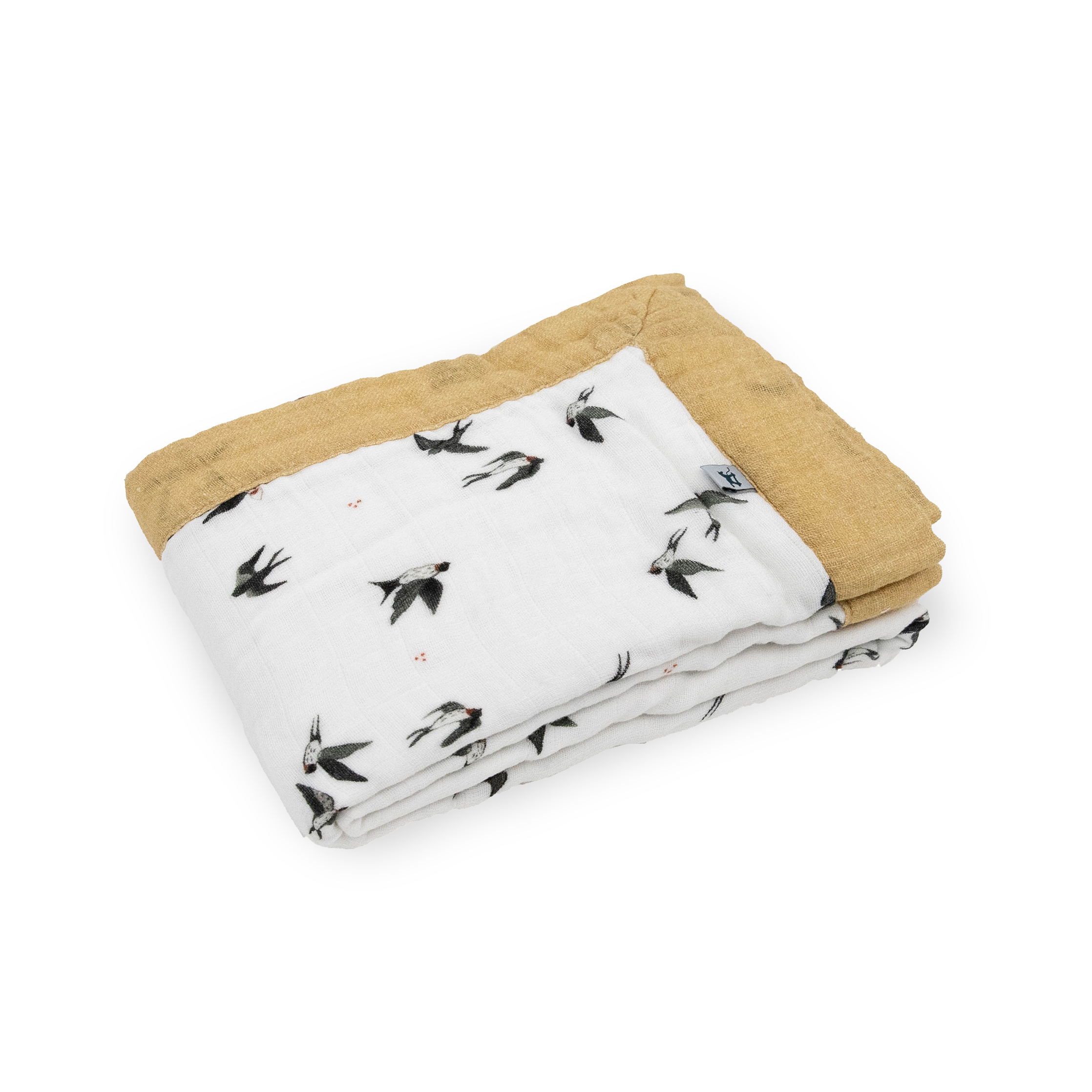 Organic Cotton Muslin Baby Quilt - Swallows